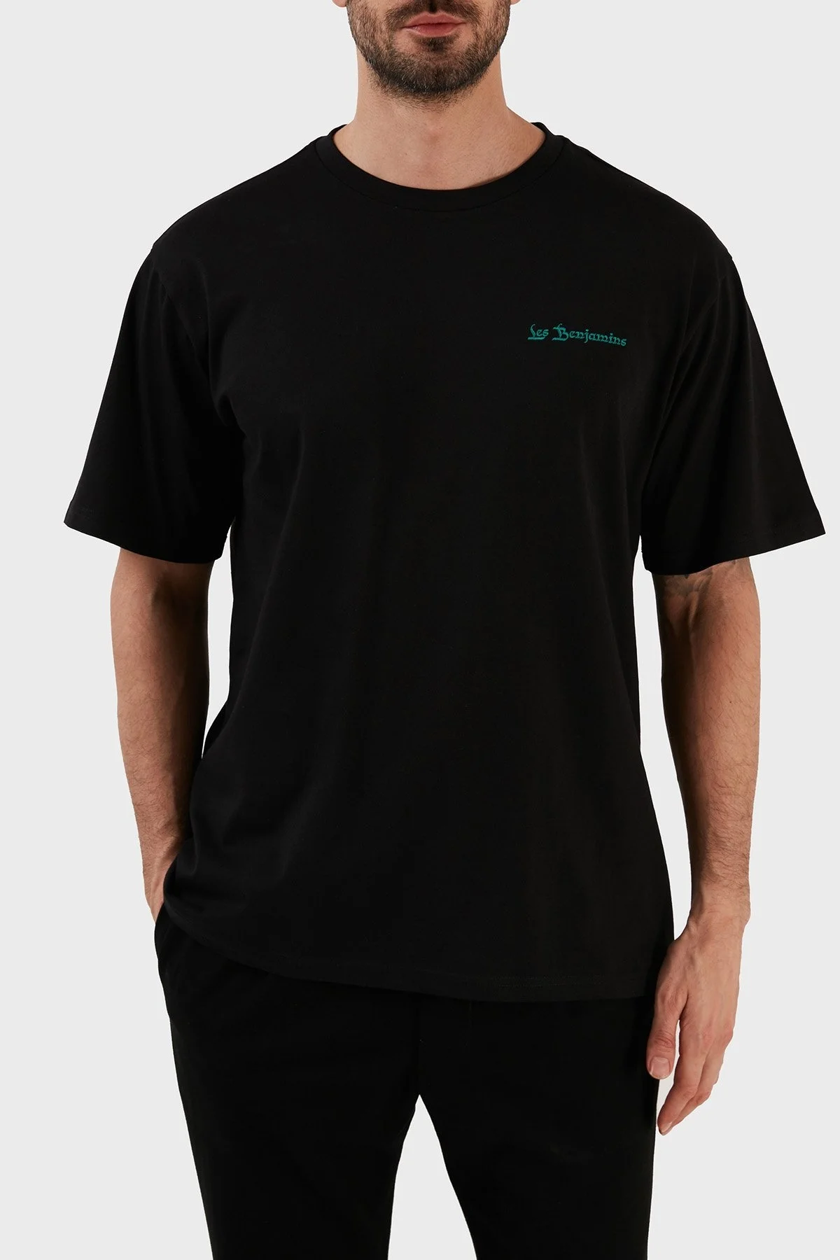 Les Benjamins % 100 Pamuk Regular Fit Bisiklet Yaka Erkek T Shirt LB23SSHOEMUTS-026 SİYAH - 1