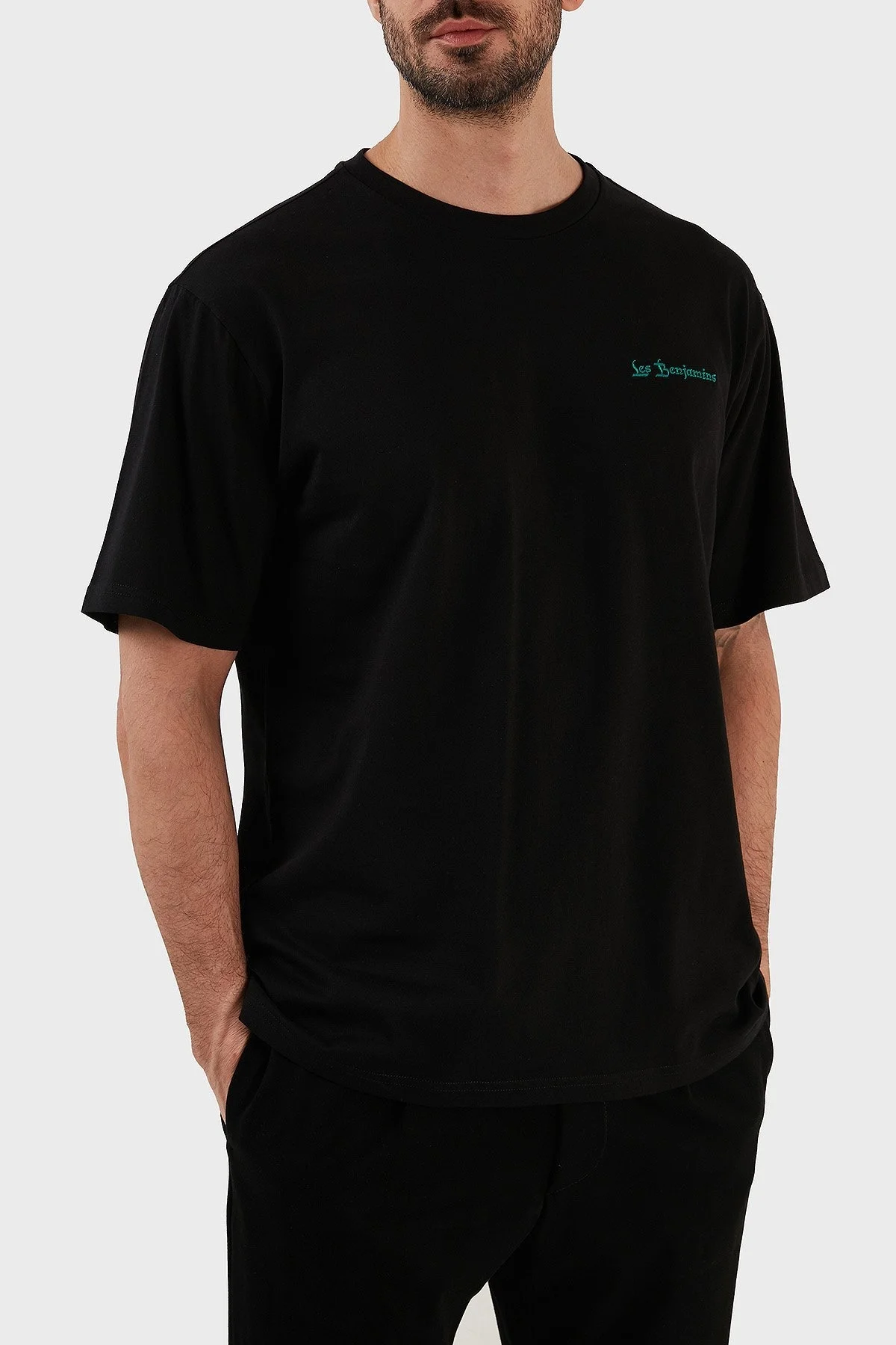 Les Benjamins % 100 Pamuk Regular Fit Bisiklet Yaka Erkek T Shirt LB23SSHOEMUTS-026 SİYAH - 3