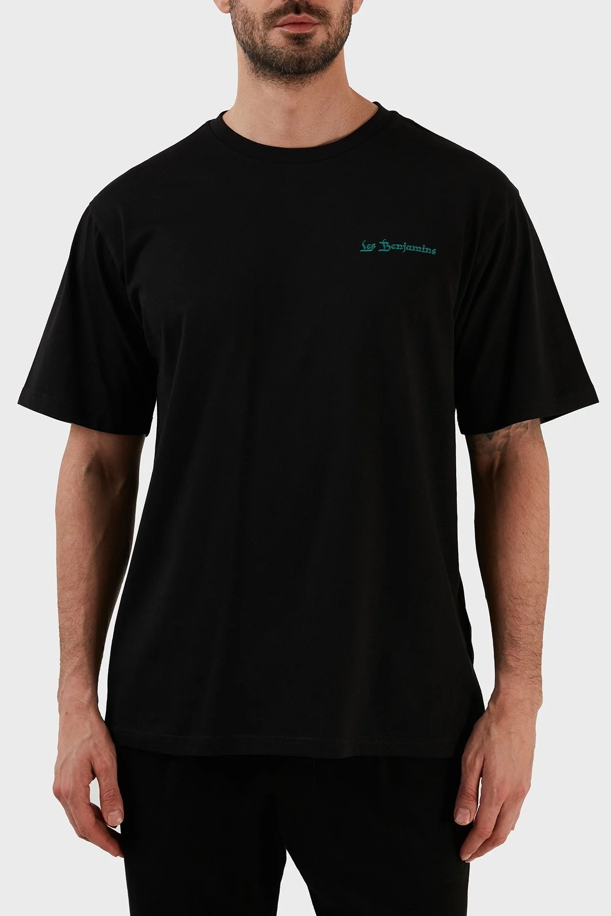 Les Benjamins % 100 Pamuk Regular Fit Bisiklet Yaka Erkek T Shirt LB23SSHOEMUTS-026 SİYAH - 4