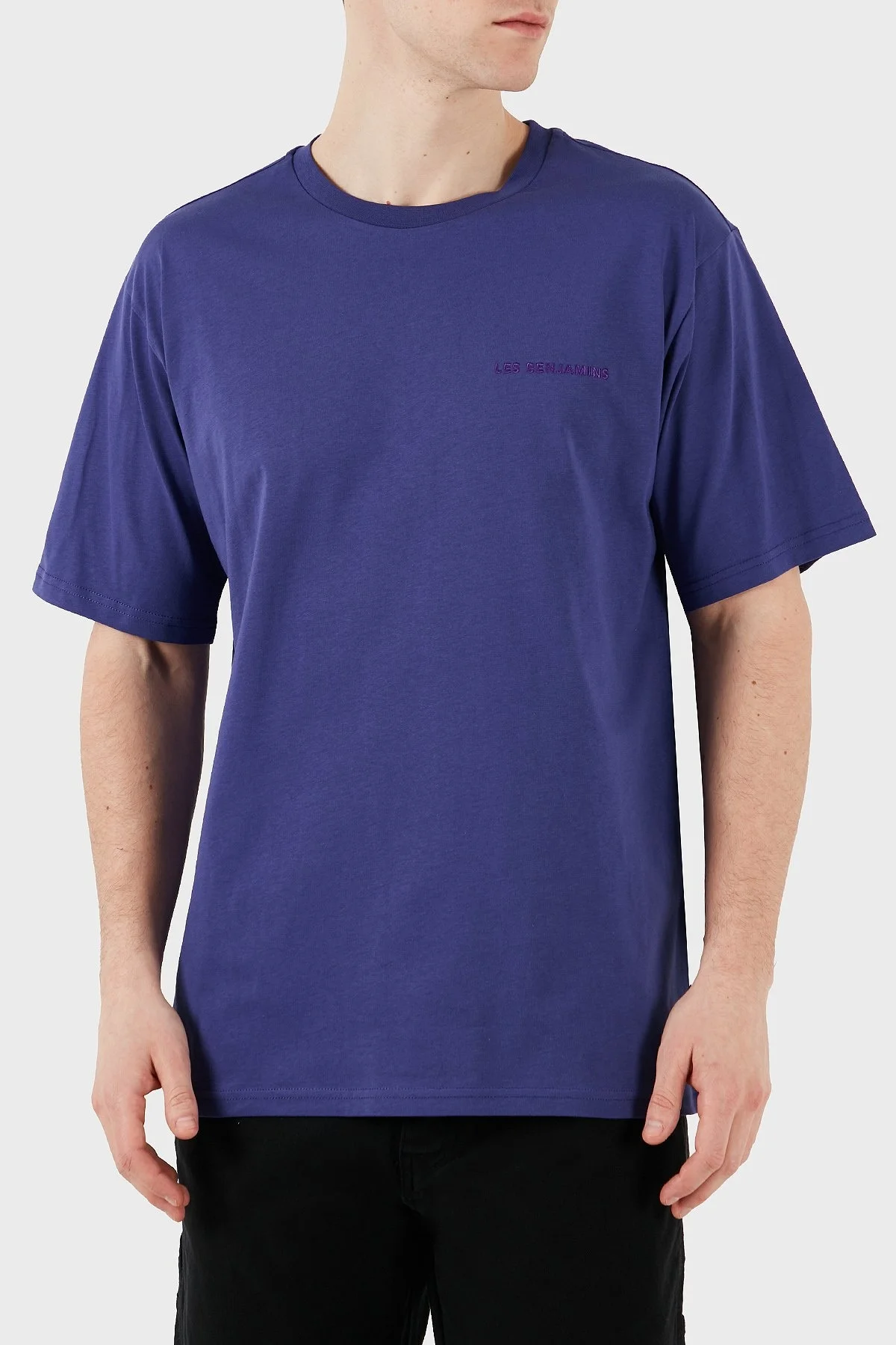 Les Benjamins % 100 Pamuk Regular Fit Bisiklet Yaka Logolu Erkek T Shirt LBNOOSESSMUTS-301 MOR - 9