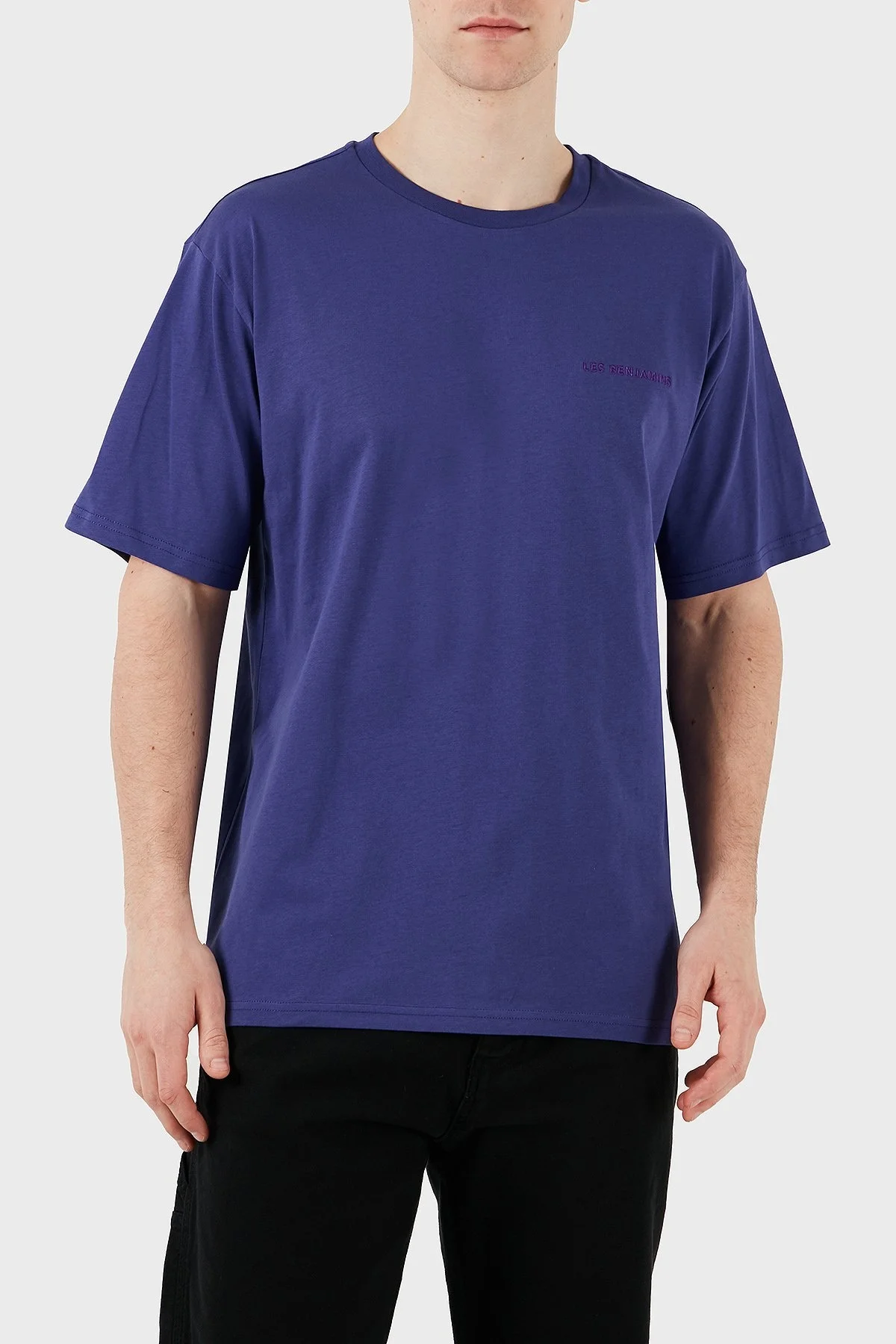 Les Benjamins % 100 Pamuk Regular Fit Bisiklet Yaka Logolu Erkek T Shirt LBNOOSESSMUTS-301 MOR - 10