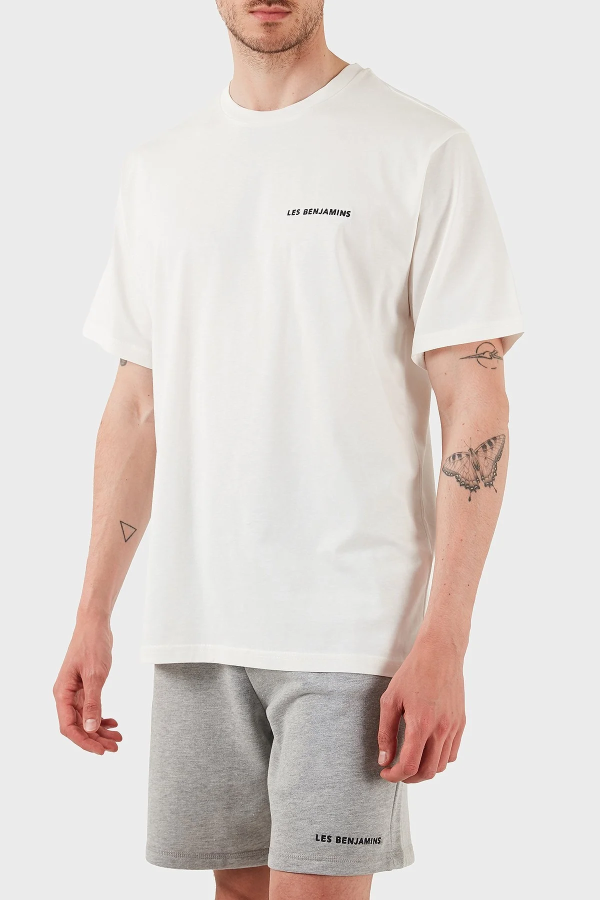 Les Benjamins % 100 Pamuk Regular Fit Bisiklet Yaka Logolu Erkek T Shirt LBNOOSESSMUTS-306 BEYAZ - 4