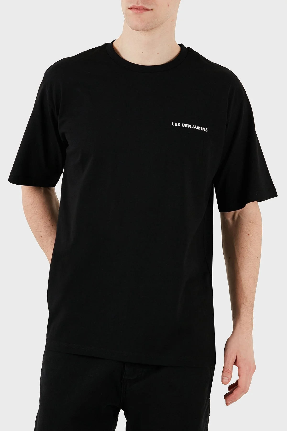 Les Benjamins % 100 Pamuk Regular Fit Bisiklet Yaka Logolu Erkek T Shirt LBNOOSESSMUTS-307 SİYAH - 10