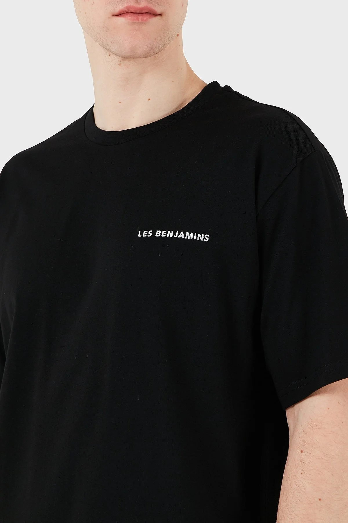 Les Benjamins % 100 Pamuk Regular Fit Bisiklet Yaka Logolu Erkek T Shirt LBNOOSESSMUTS-307 SİYAH - 11