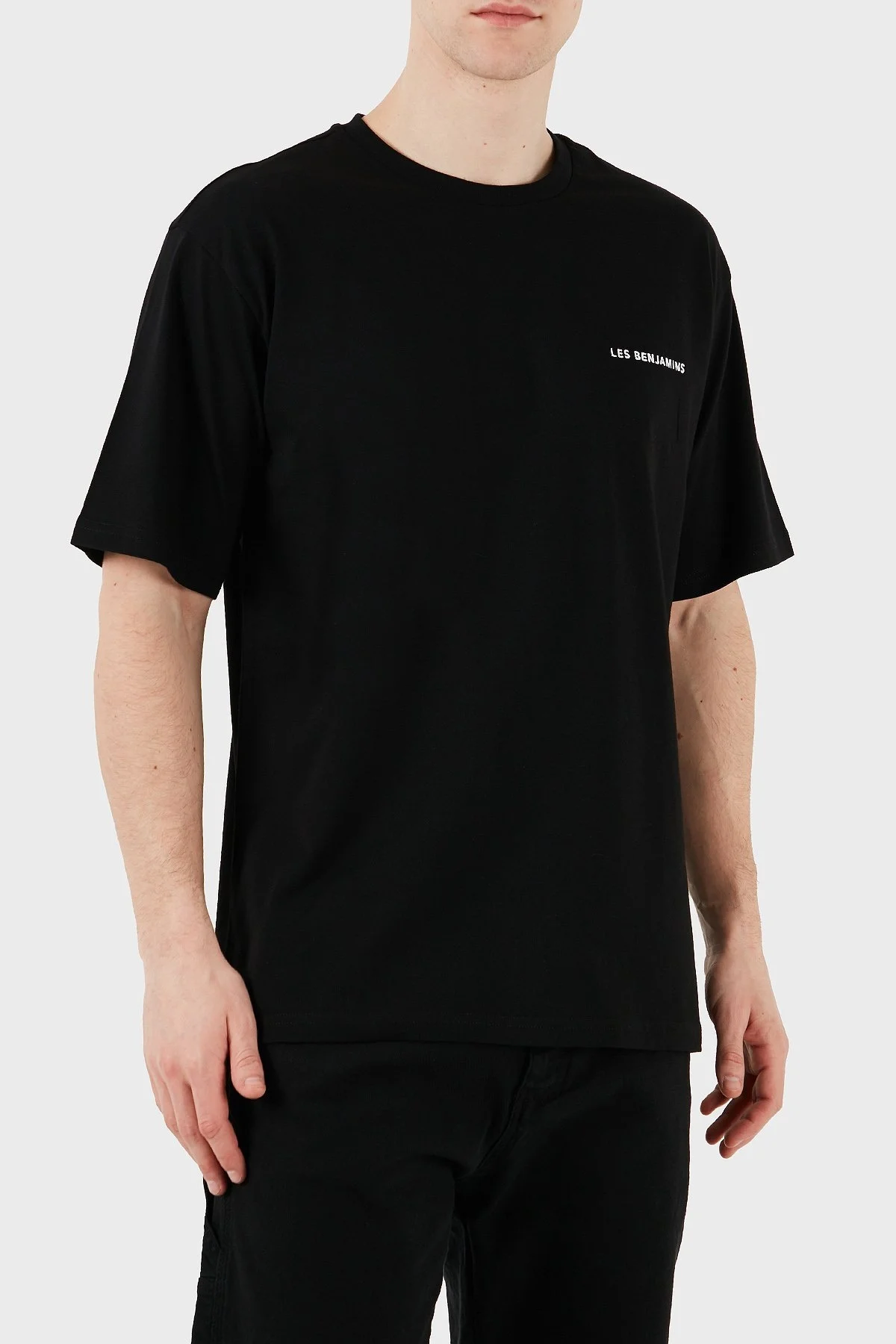 Les Benjamins % 100 Pamuk Regular Fit Bisiklet Yaka Logolu Erkek T Shirt LBNOOSESSMUTS-307 SİYAH - 12