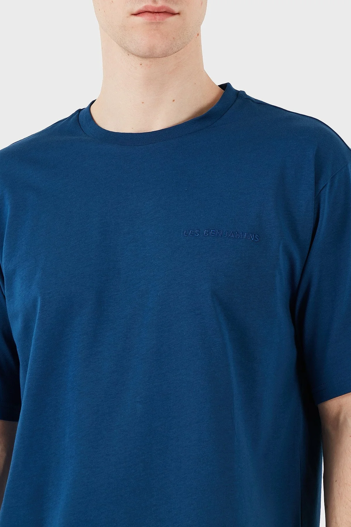 Les Benjamins % 100 Pamuk Regular Fit Bisiklet Yaka Logolu Erkek T Shirt LBNOOSESSMUTS-309 LACİVERT - 9
