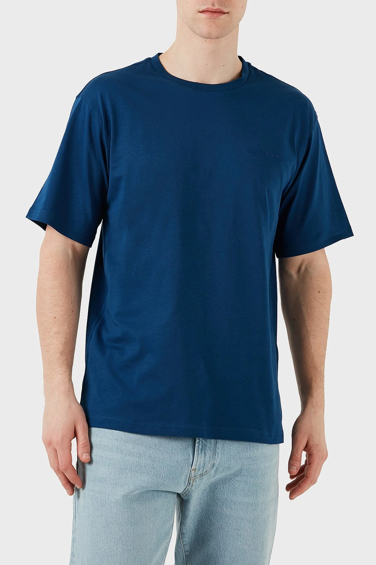 Les Benjamins % 100 Pamuk Regular Fit Bisiklet Yaka Logolu Erkek T Shirt LBNOOSESSMUTS-309 LACİVERT - 10