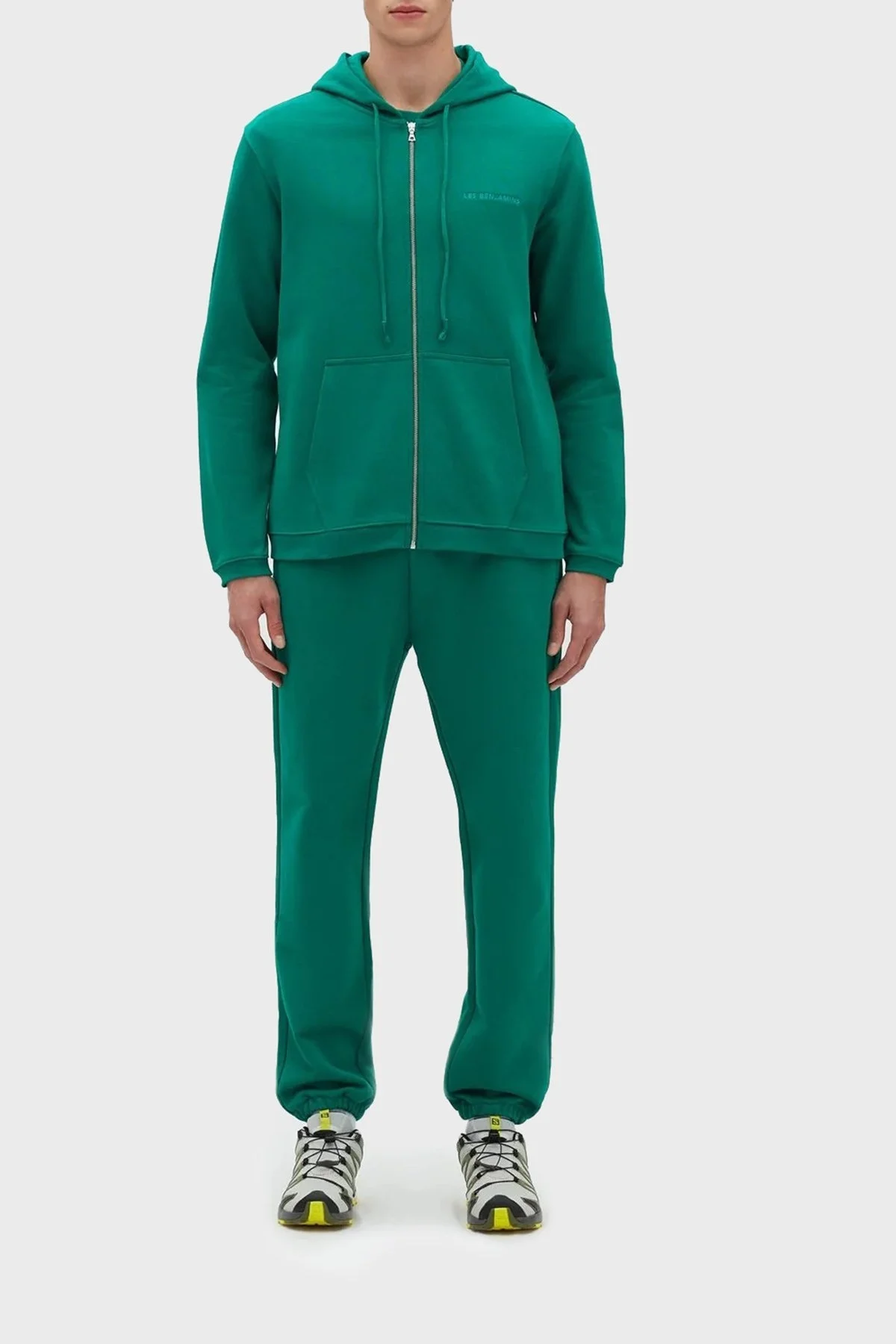 Les Benjamins % 100 Pamuk Regular Fit Fermuarlı Kapüşonlu Erkek Sweat LB23SSESSMUZH-301 YEŞİL - 9