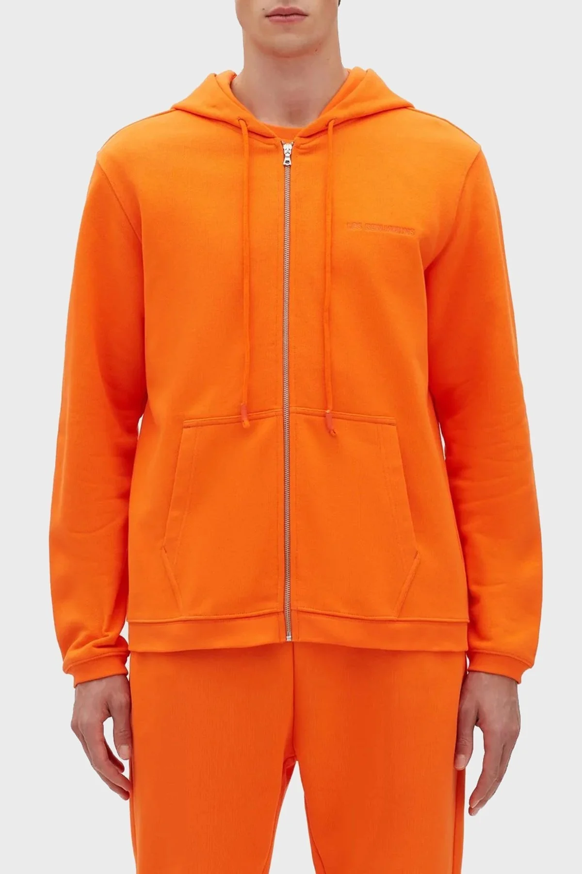 Les Benjamins % 100 Pamuk Regular Fit Fermuarlı Kapüşonlu Erkek Sweat LB23SSESSMUZH-302 TURUNCU - 1