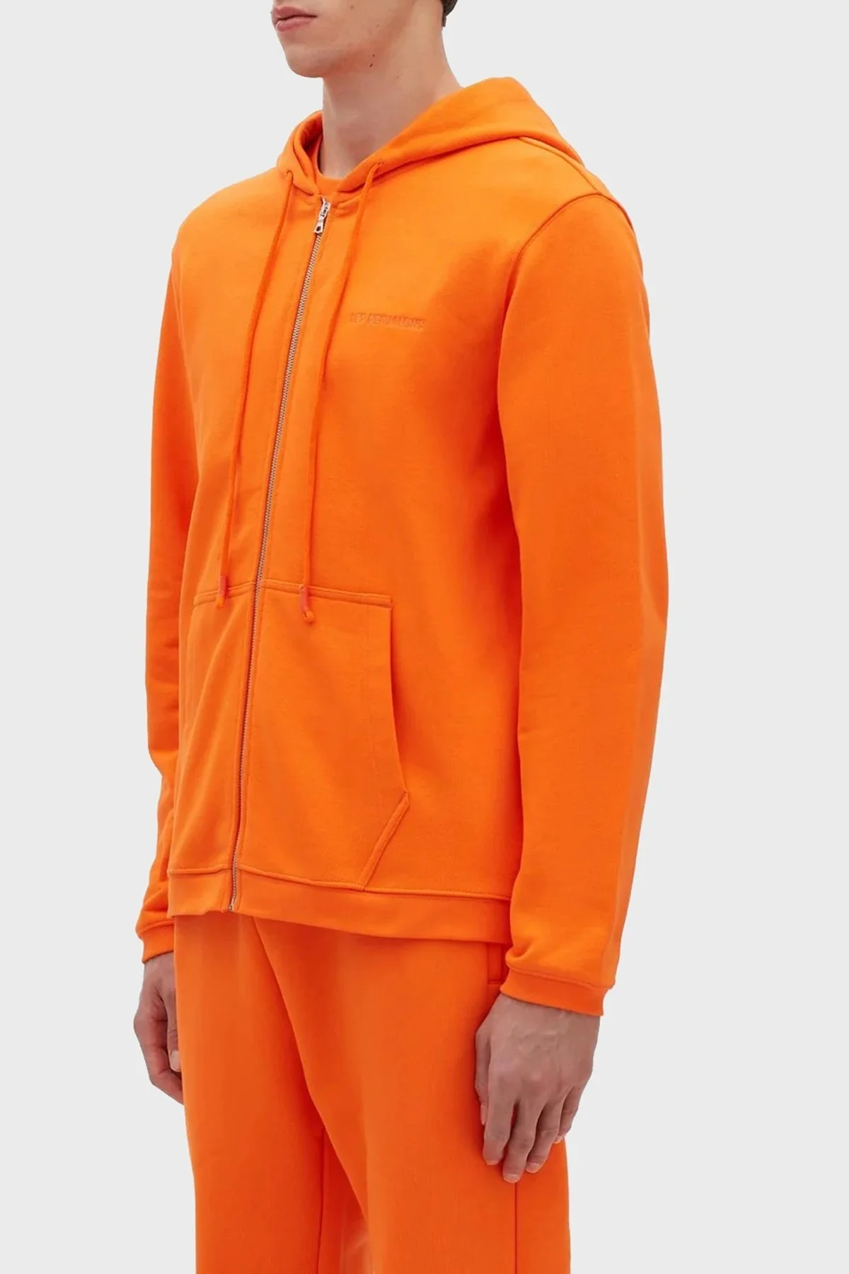 Les Benjamins % 100 Pamuk Regular Fit Fermuarlı Kapüşonlu Erkek Sweat LB23SSESSMUZH-302 TURUNCU - 2