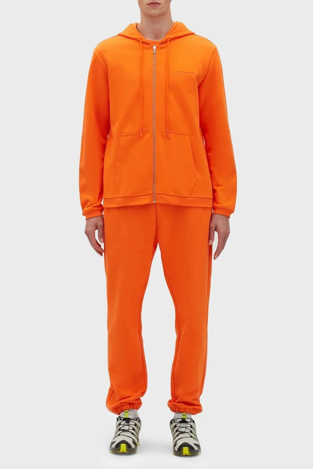 Les Benjamins % 100 Pamuk Regular Fit Fermuarlı Kapüşonlu Erkek Sweat LB23SSESSMUZH-302 TURUNCU - 3