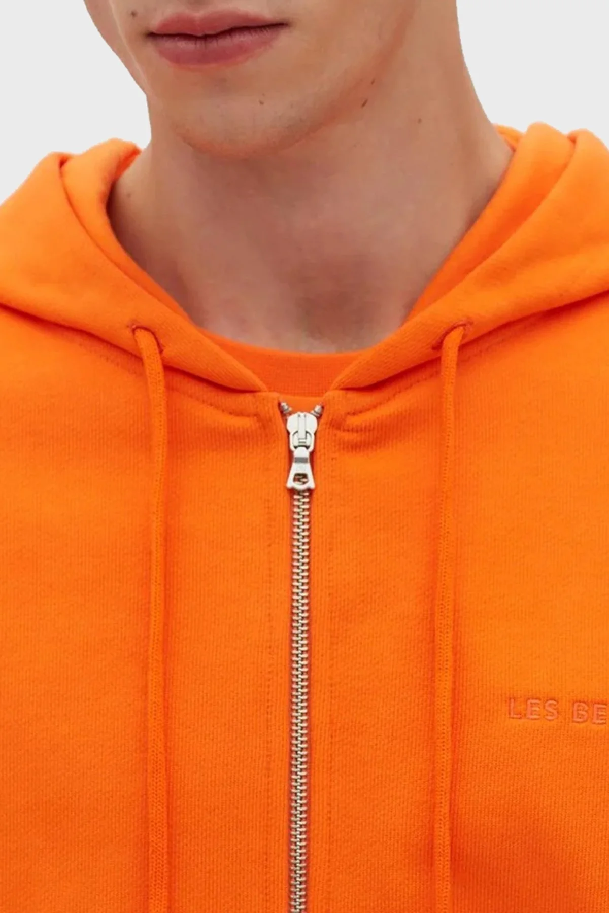 Les Benjamins % 100 Pamuk Regular Fit Fermuarlı Kapüşonlu Erkek Sweat LB23SSESSMUZH-302 TURUNCU - 4