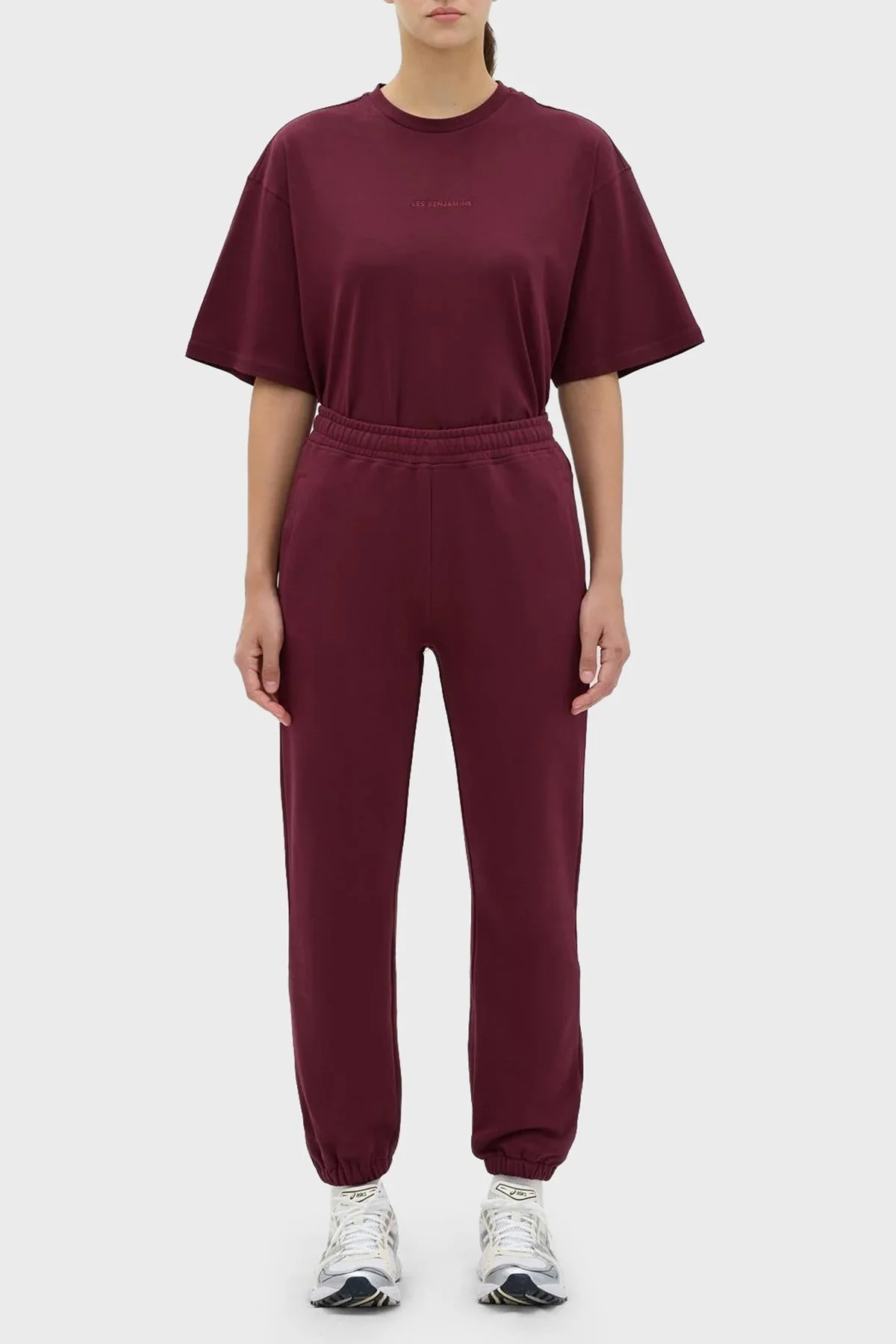 Les Benjamins % 100 Pamuk Regular Fit Jogger Spor Bayan Pantolon LB23FWESSFUSP-301 BORDO - 1