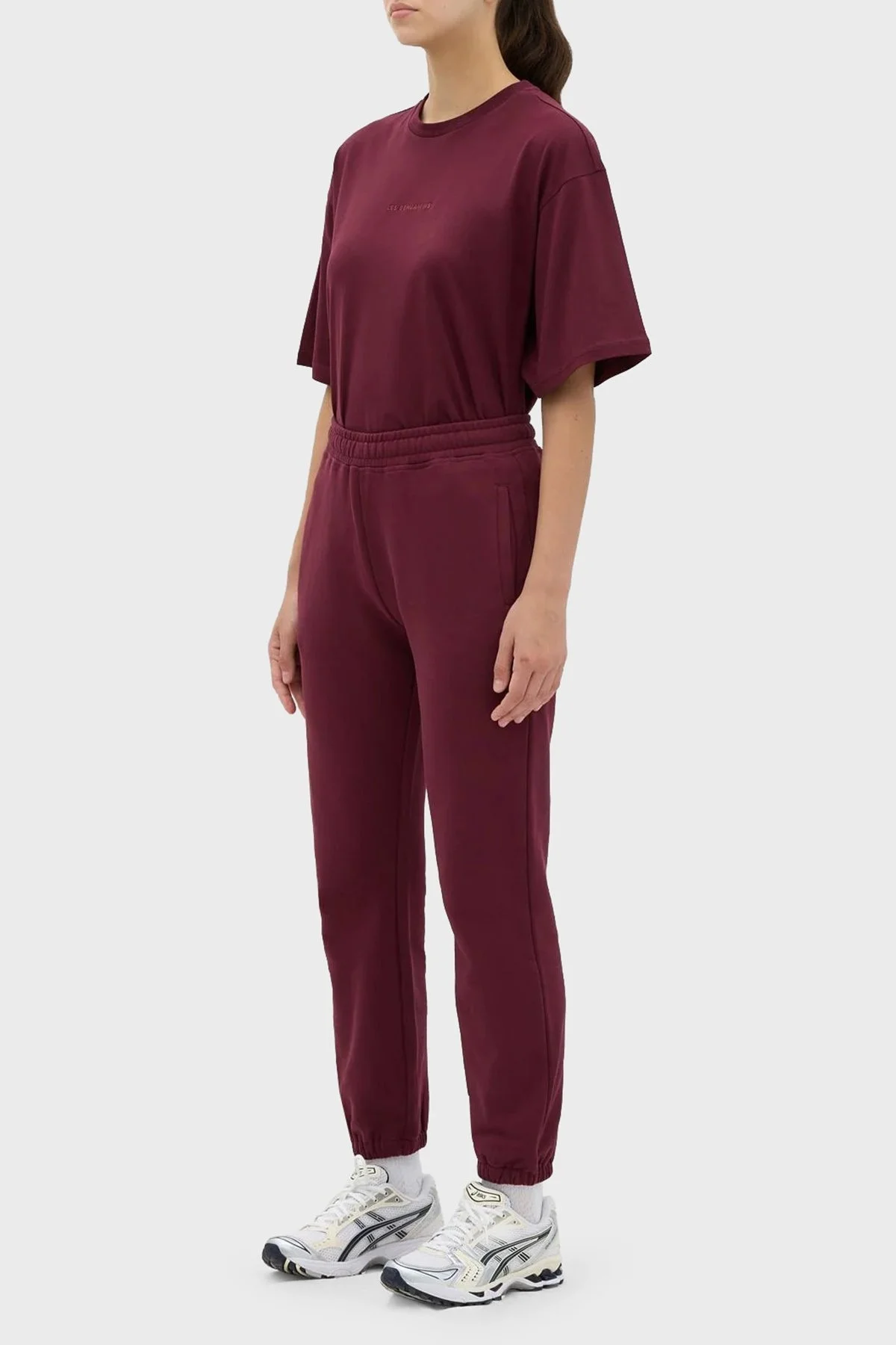 Les Benjamins % 100 Pamuk Regular Fit Jogger Spor Bayan Pantolon LB23FWESSFUSP-301 BORDO - 3