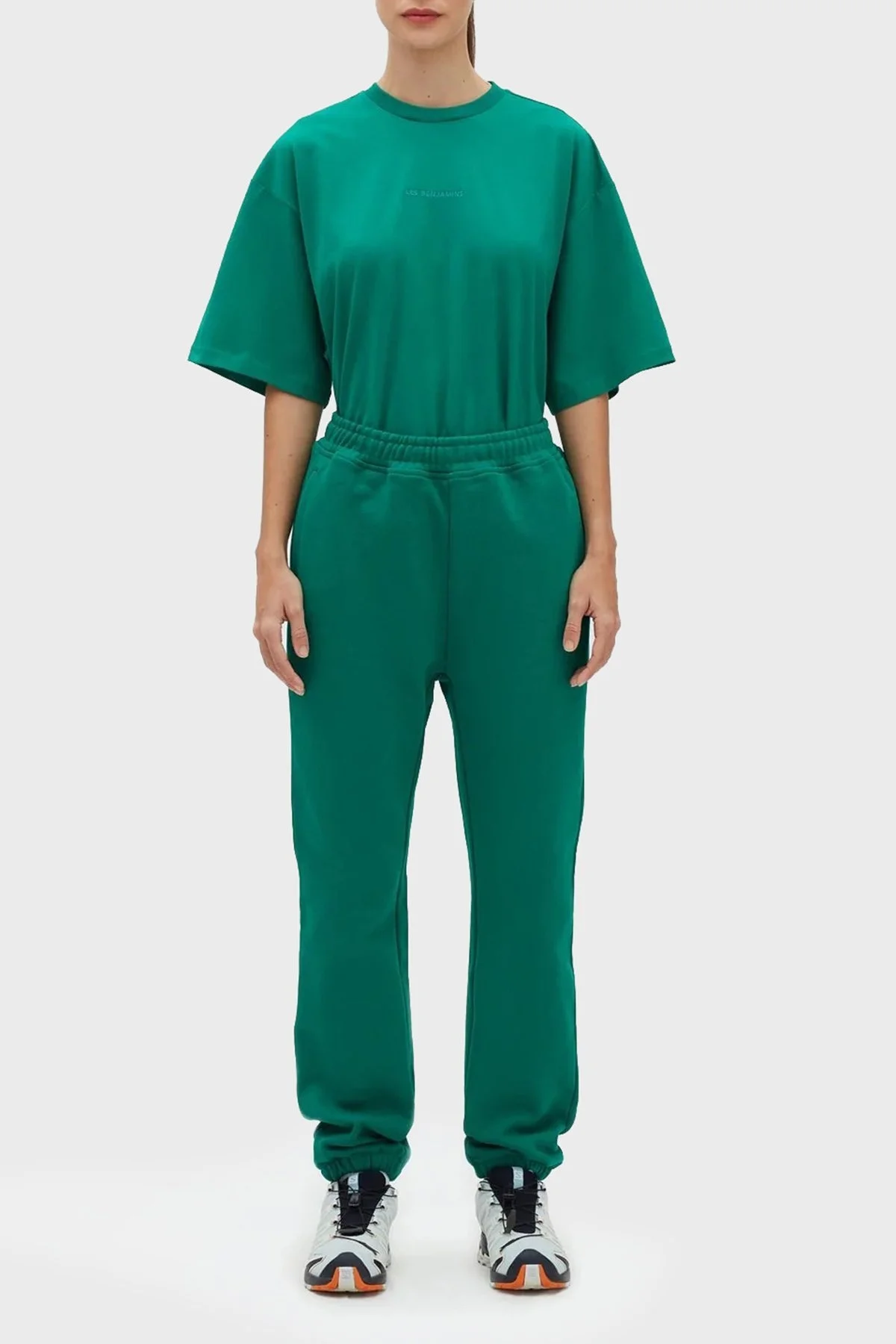 Les Benjamins % 100 Pamuk Regular Fit Jogger Spor Bayan Pantolon LB23SSESSFUSP-301 YEŞİL - 3