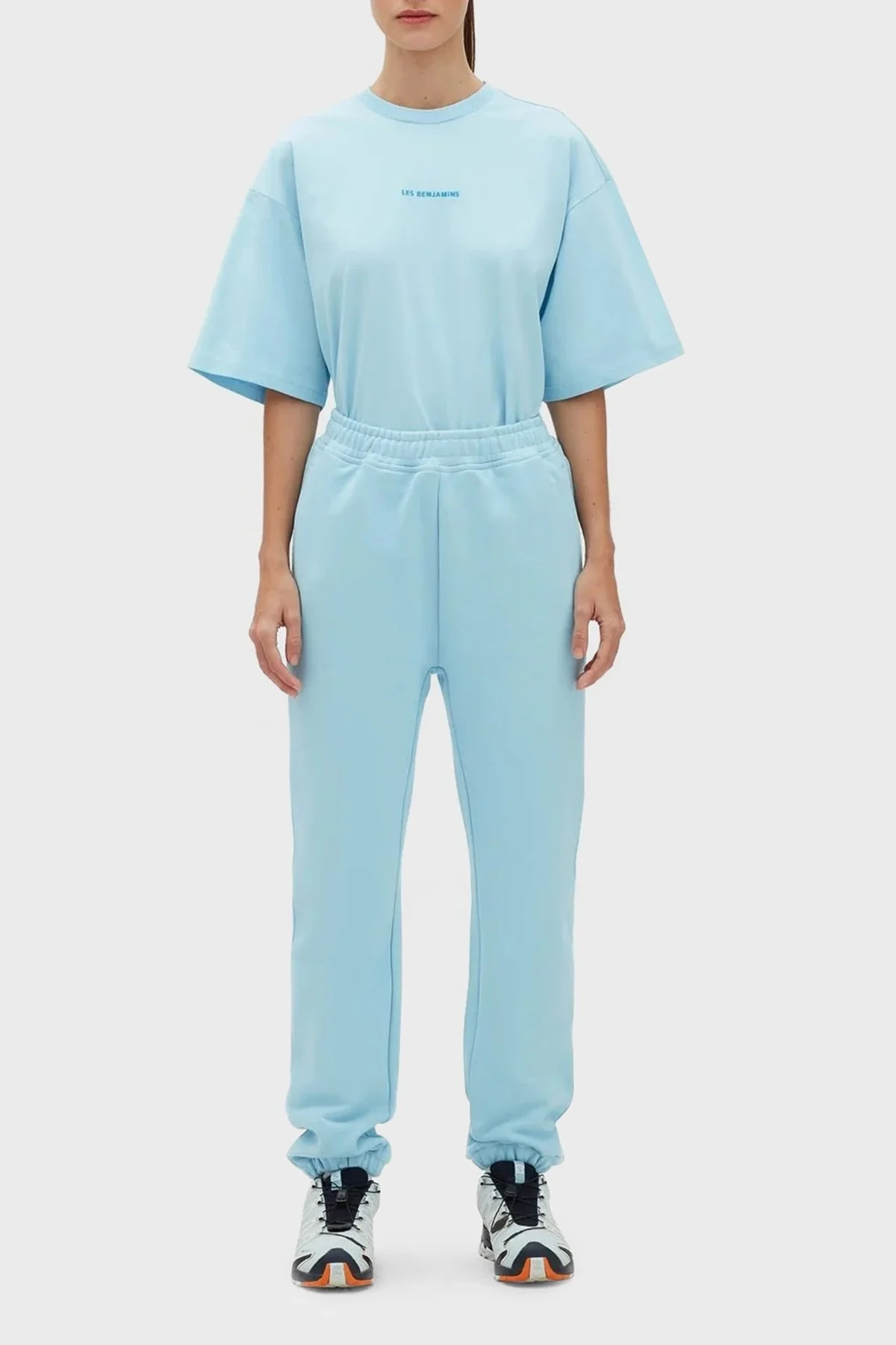 Les Benjamins % 100 Pamuk Regular Fit Jogger Spor Bayan Pantolon LB23SSESSFUSP-303 MAVİ - 1