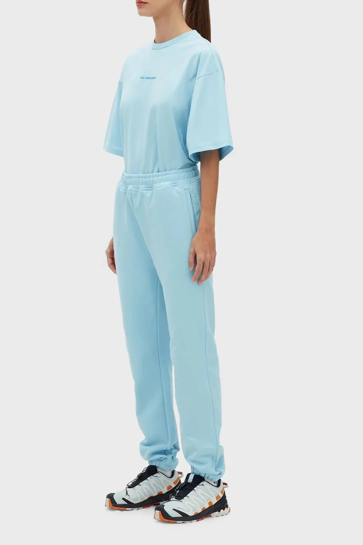 Les Benjamins % 100 Pamuk Regular Fit Jogger Spor Bayan Pantolon LB23SSESSFUSP-303 MAVİ - 3