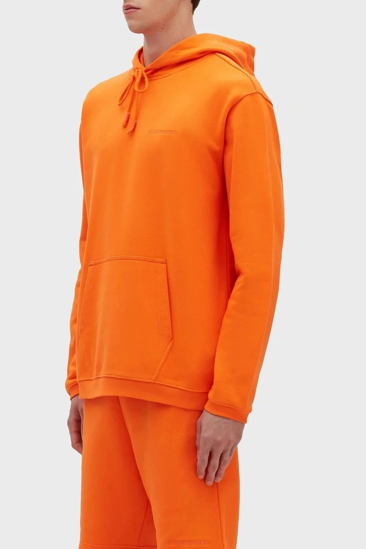 Les Benjamins % 100 Pamuk Regular Fit Kanguru Cepli Kapüşonlu Erkek Sweat LB23SSESSMUHD-302 TURUNCU - 2