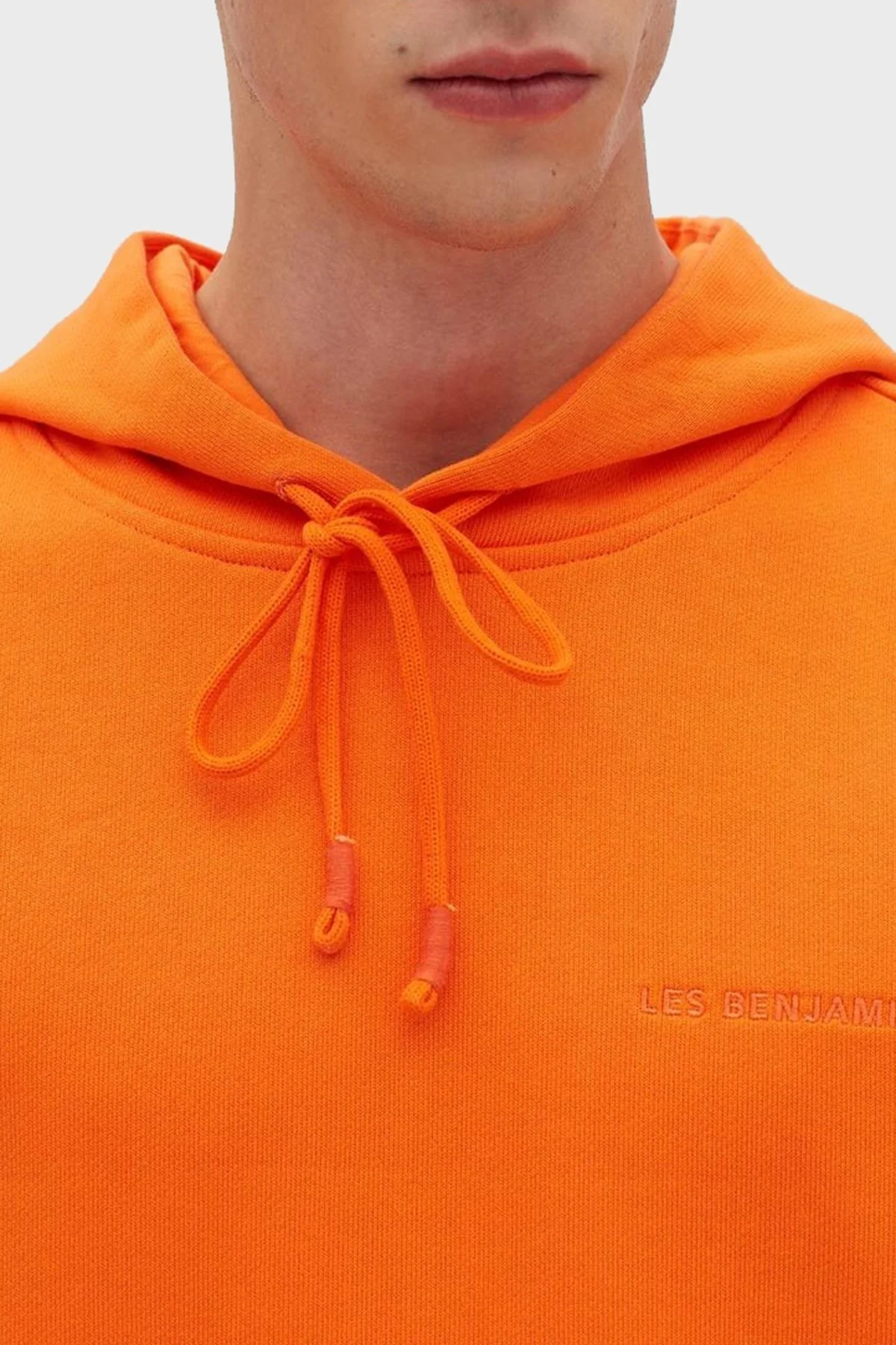 Les Benjamins % 100 Pamuk Regular Fit Kanguru Cepli Kapüşonlu Erkek Sweat LB23SSESSMUHD-302 TURUNCU - 4