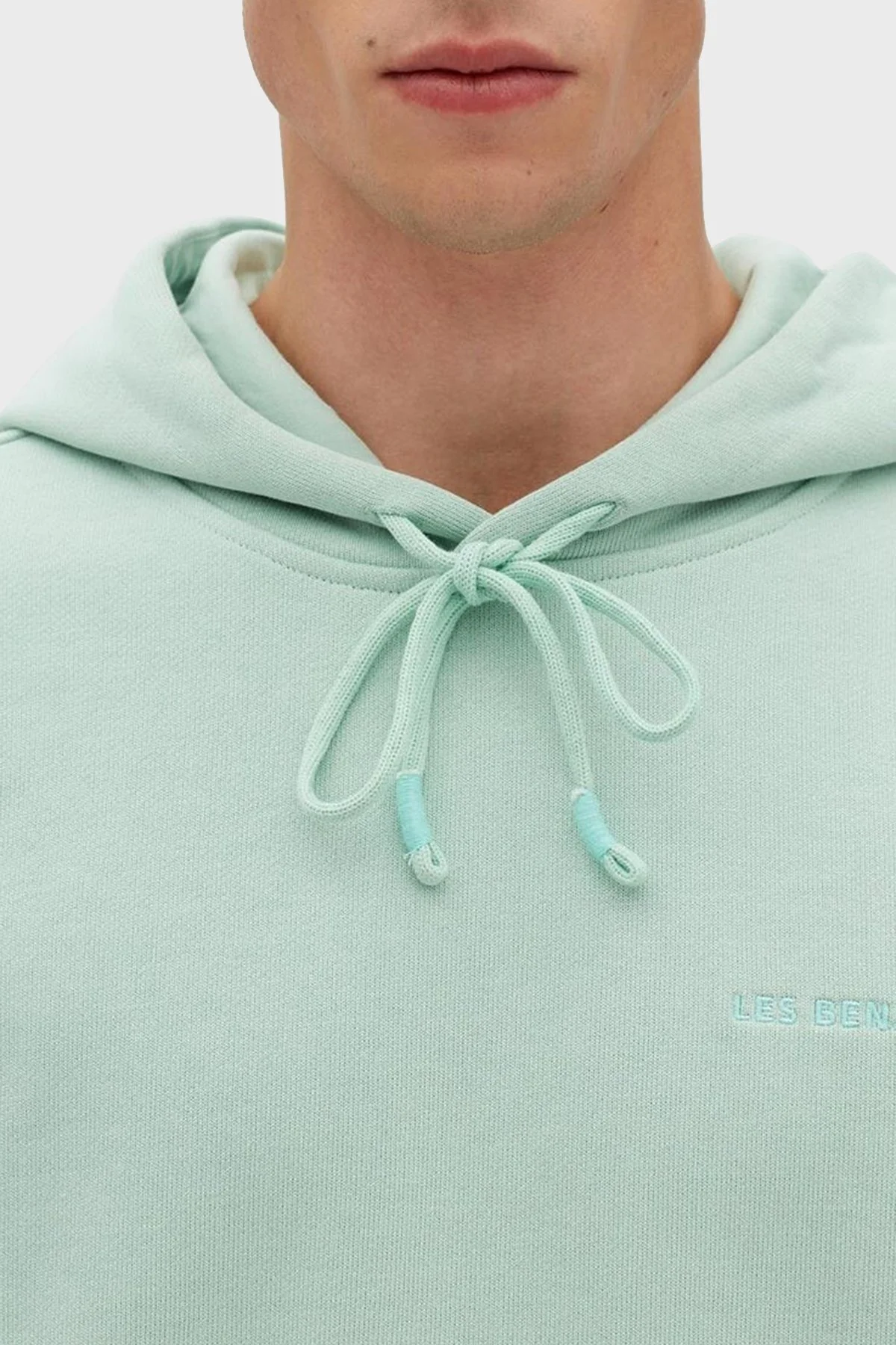 Les Benjamins % 100 Pamuk Regular Fit Kanguru Cepli Kapüşonlu Erkek Sweat LB23SSESSMUHD-304 YEŞİL - 5