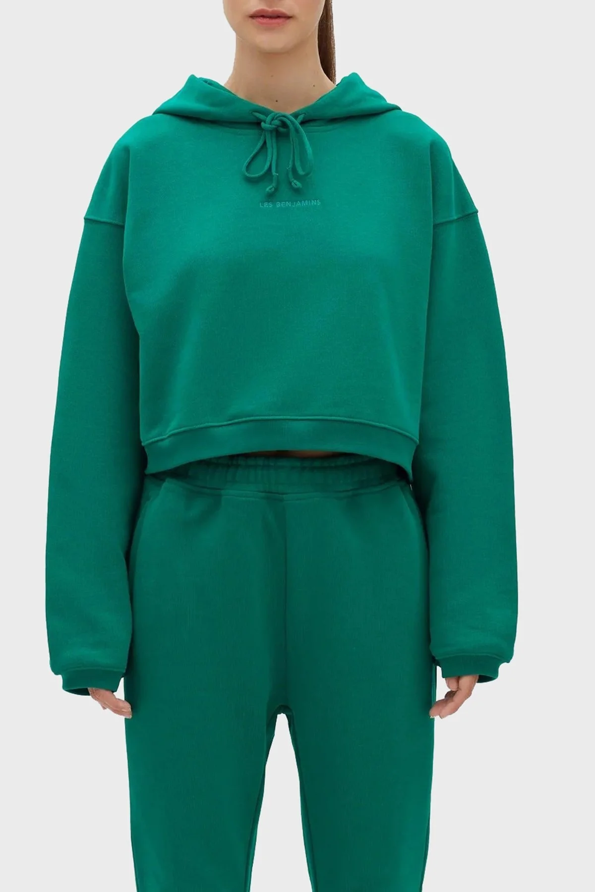 Les Benjamins % 100 Pamuk Regular Fit Kapüşonlu Bayan Sweat LB23SSESSFUHD-301 YEŞİL - 1