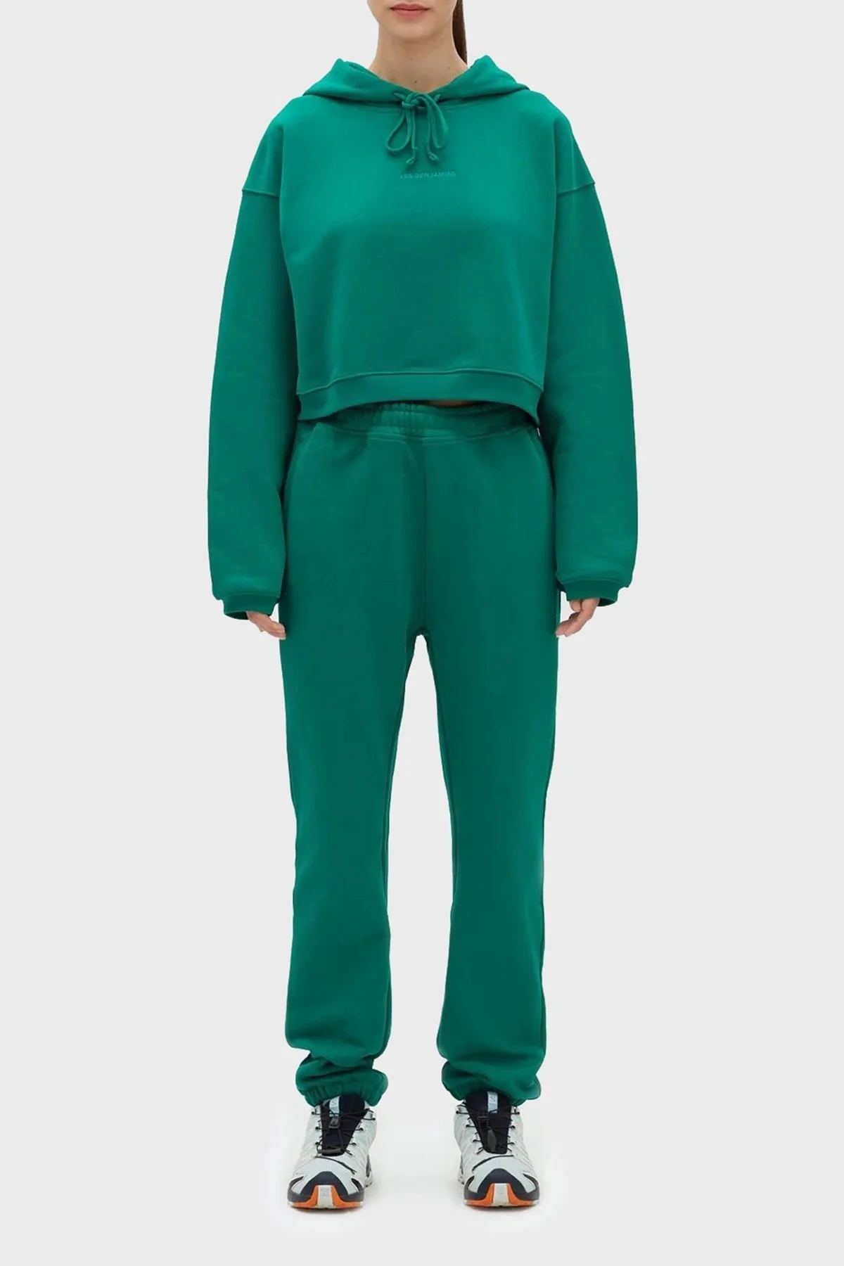 Les Benjamins % 100 Pamuk Regular Fit Kapüşonlu Bayan Sweat LB23SSESSFUHD-301 YEŞİL - 2