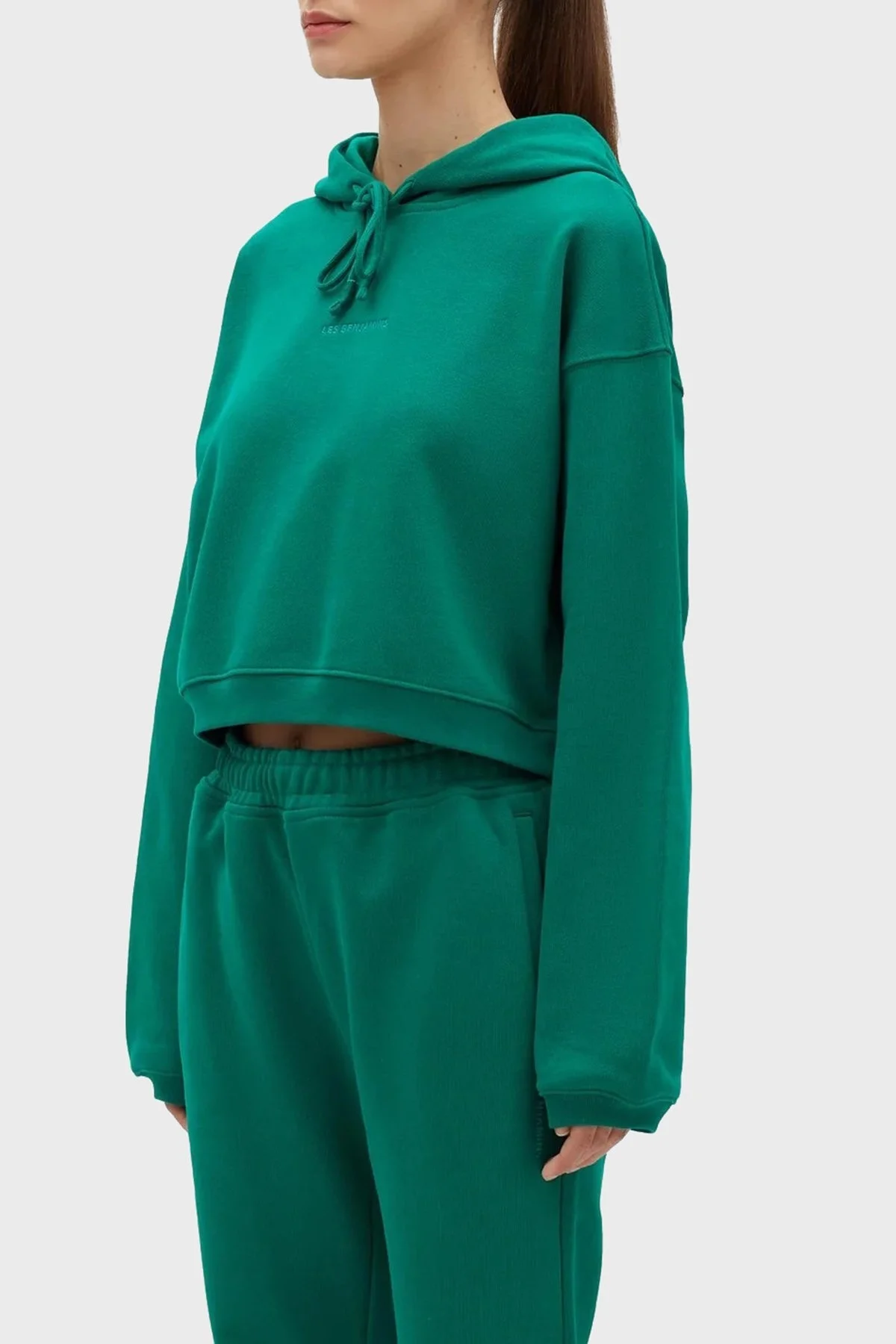 Les Benjamins % 100 Pamuk Regular Fit Kapüşonlu Bayan Sweat LB23SSESSFUHD-301 YEŞİL - 3