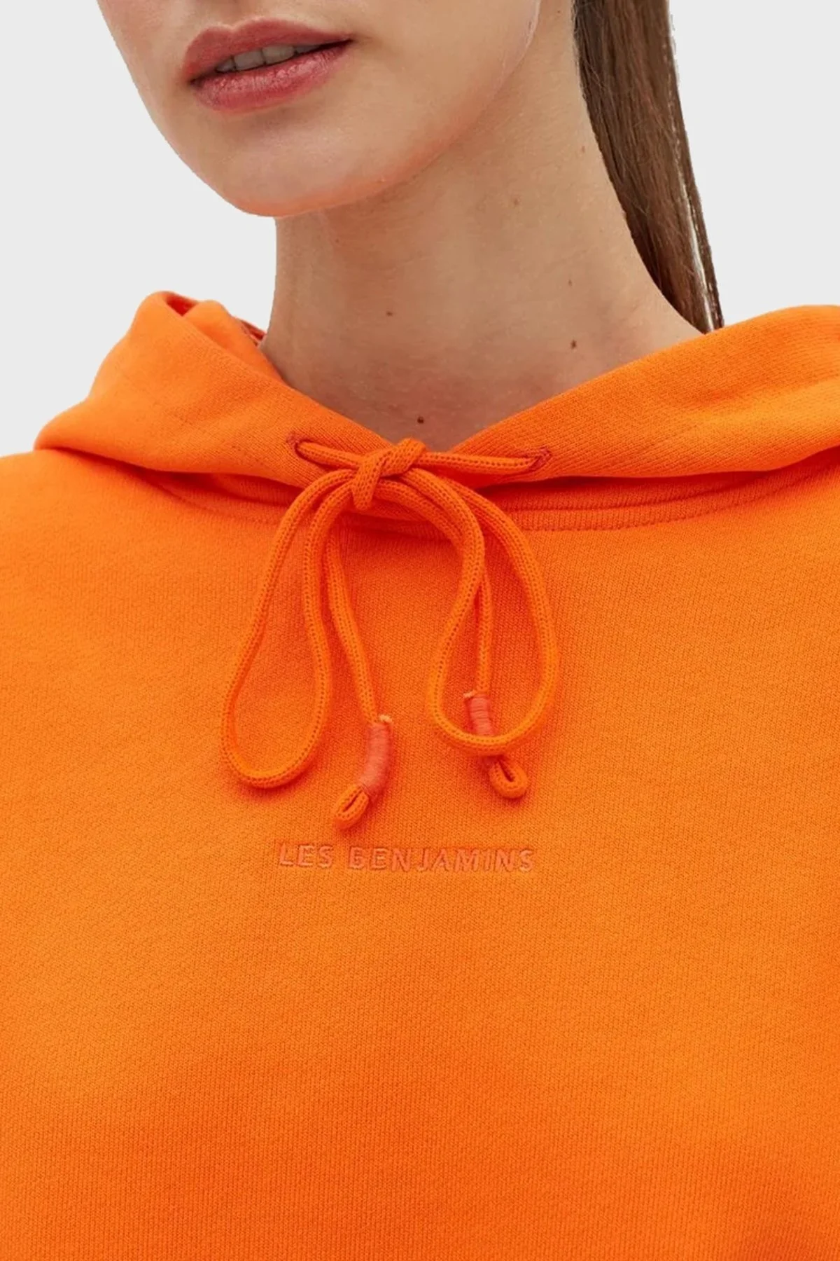 Les Benjamins % 100 Pamuk Regular Fit Kapüşonlu Bayan Sweat LB23SSESSFUHD-302 TURUNCU - 2
