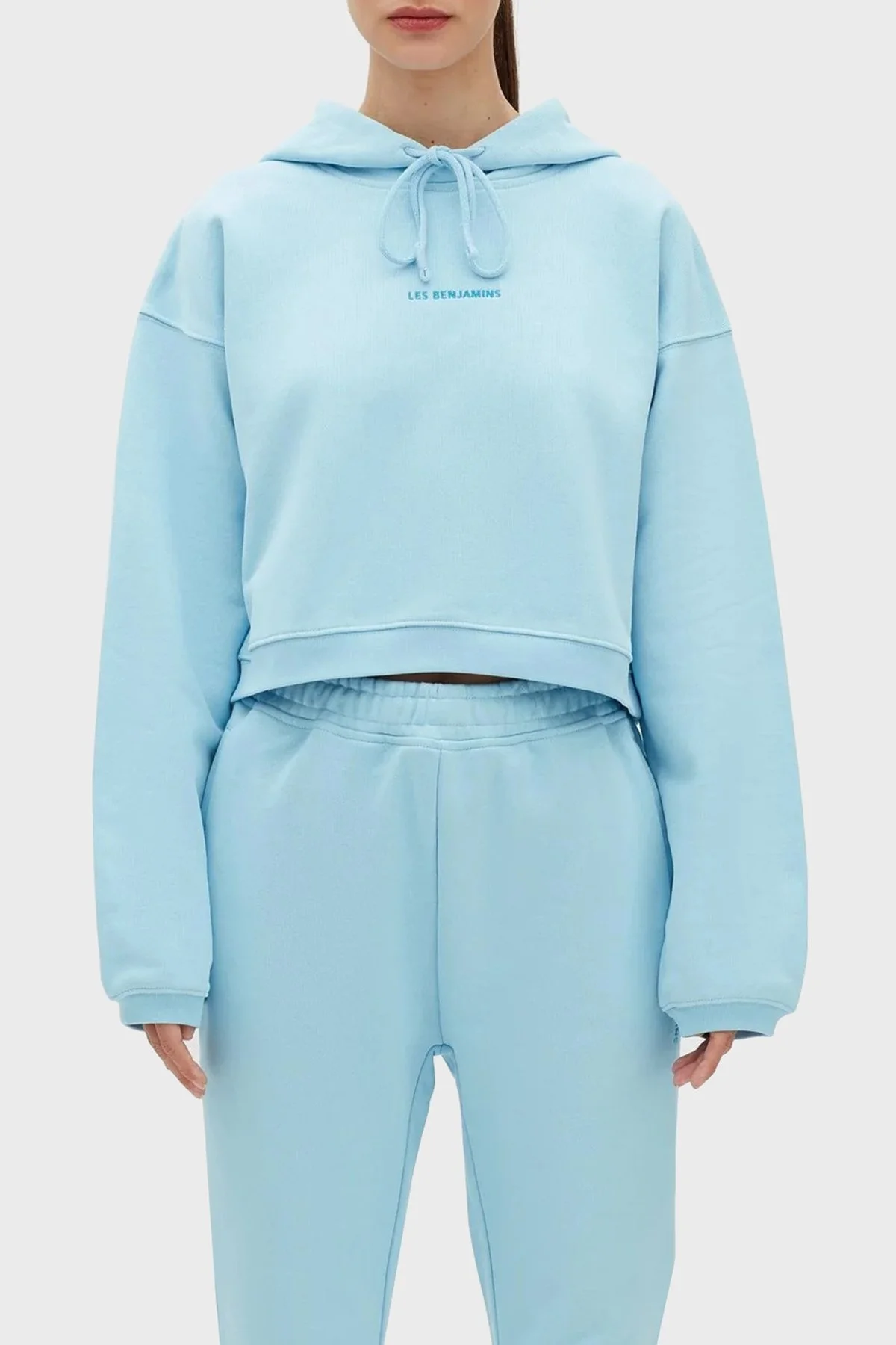 Les Benjamins % 100 Pamuk Regular Fit Kapüşonlu Bayan Sweat LB23SSESSFUHD-303 MAVİ - 1