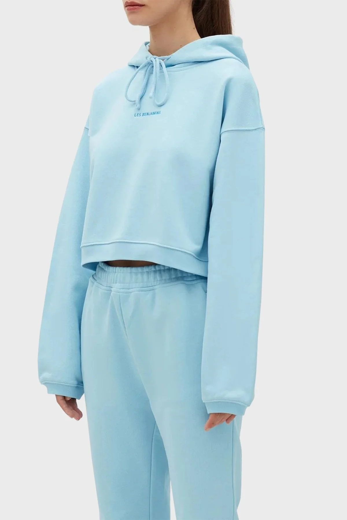 Les Benjamins % 100 Pamuk Regular Fit Kapüşonlu Bayan Sweat LB23SSESSFUHD-303 MAVİ - 2