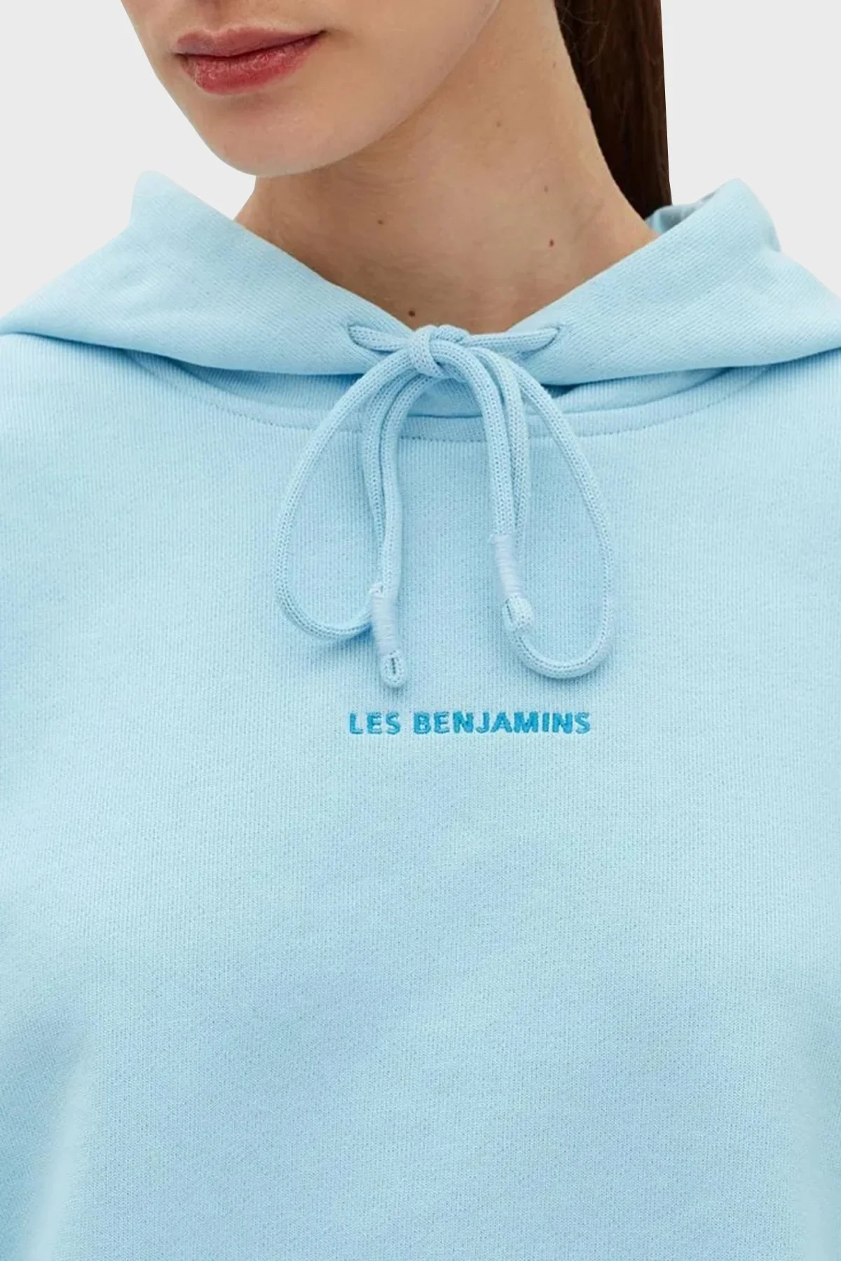 Les Benjamins % 100 Pamuk Regular Fit Kapüşonlu Bayan Sweat LB23SSESSFUHD-303 MAVİ - 4