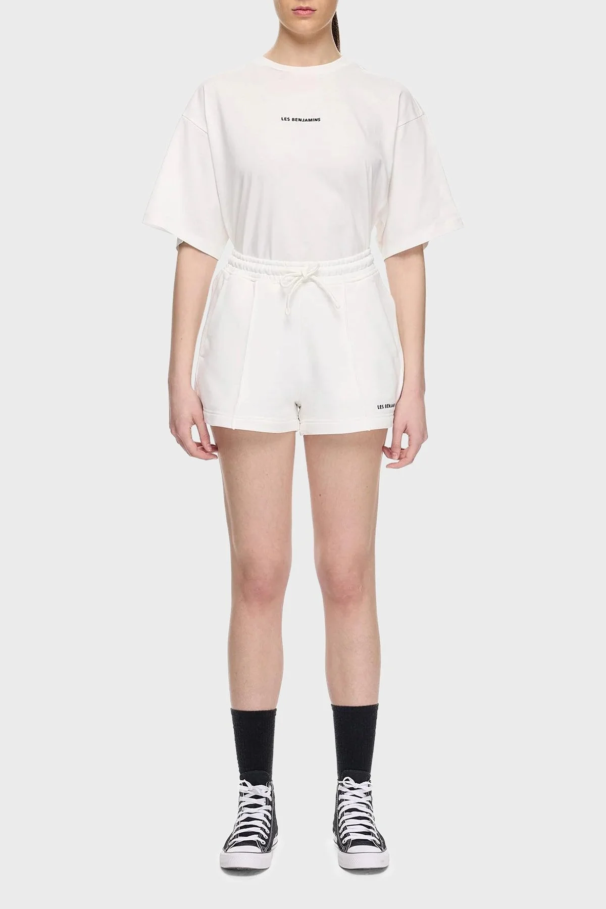 Les Benjamins % 100 Pamuk Regular Fit Yüksek Bel Çimalı Bayan Short LBNOOSESSFUSO-306 BEYAZ - 9