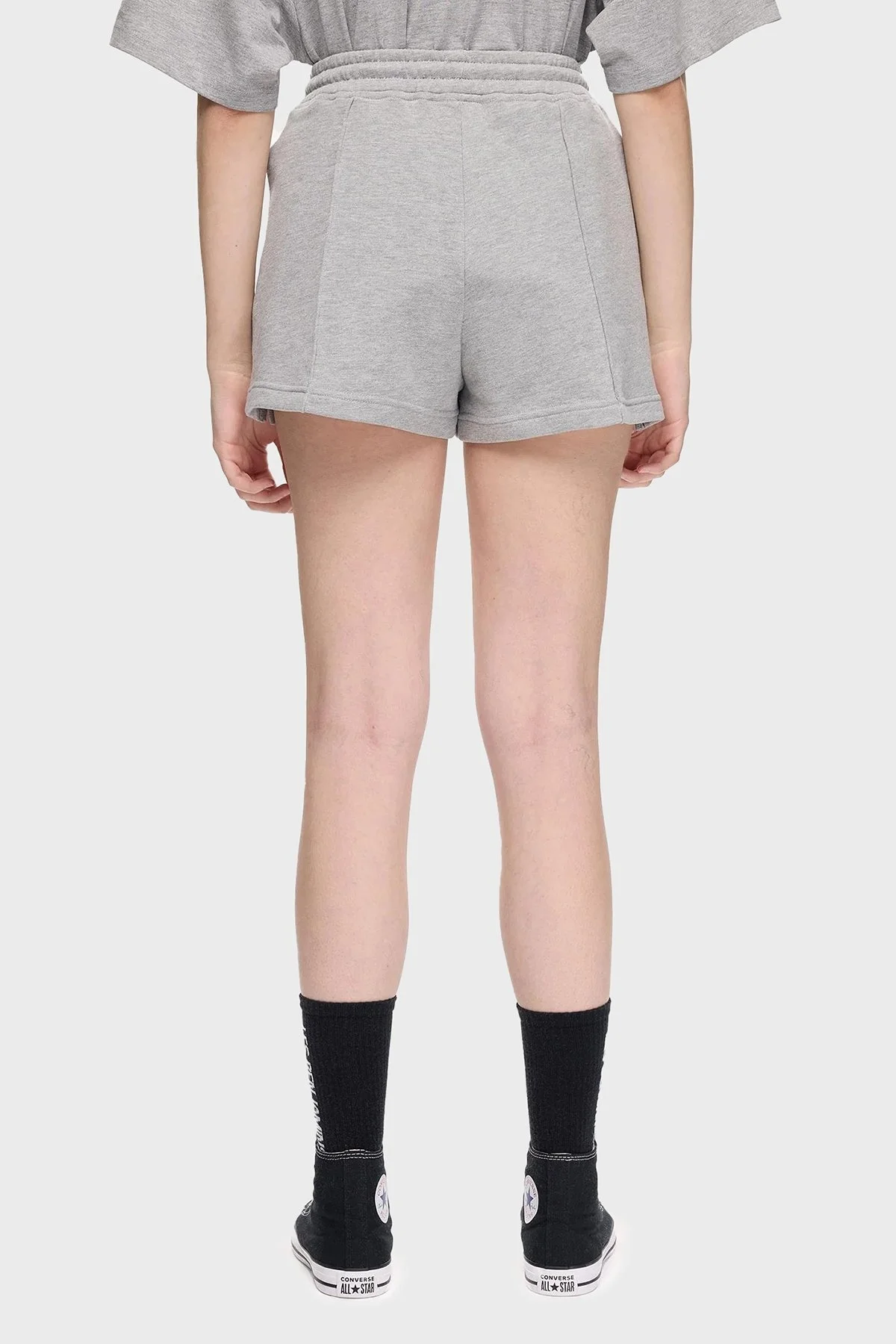 Les Benjamins % 100 Pamuk Regular Fit Yüksek Bel Çimalı Bayan Short LBNOOSESSFUSO-308 GRİ - 3