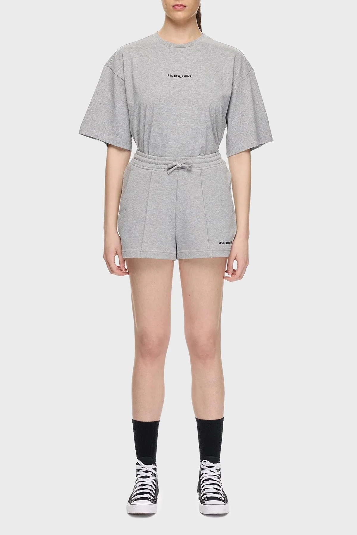 Les Benjamins % 100 Pamuk Regular Fit Yüksek Bel Çimalı Bayan Short LBNOOSESSFUSO-308 GRİ - 4