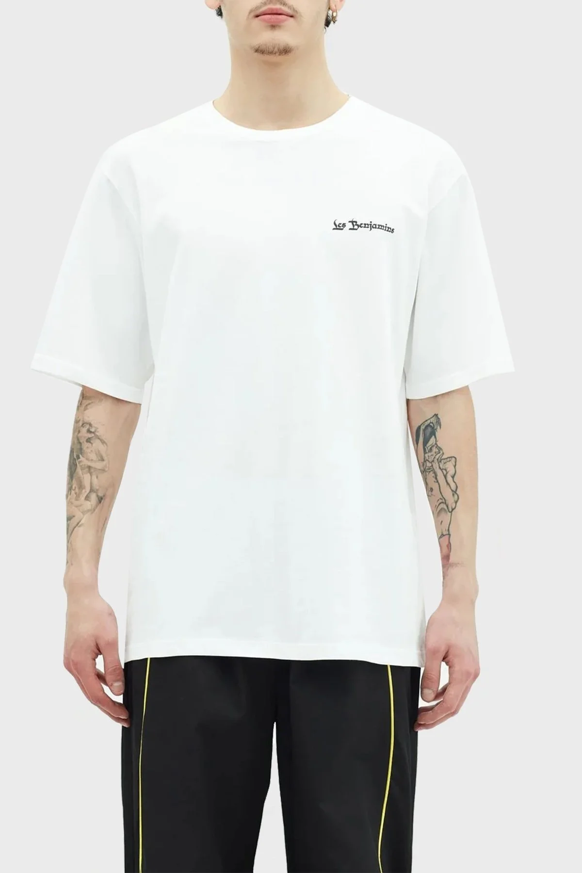 Les Benjamins % 100 Pamuk Relaxed Fit Bisiklet Yaka Erkek T Shirt LB23SSHOEMUTS-002 BEYAZ - 1