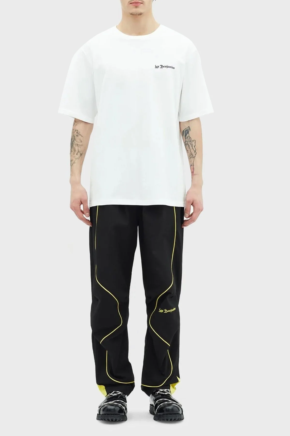 Les Benjamins % 100 Pamuk Relaxed Fit Bisiklet Yaka Erkek T Shirt LB23SSHOEMUTS-002 BEYAZ - 2