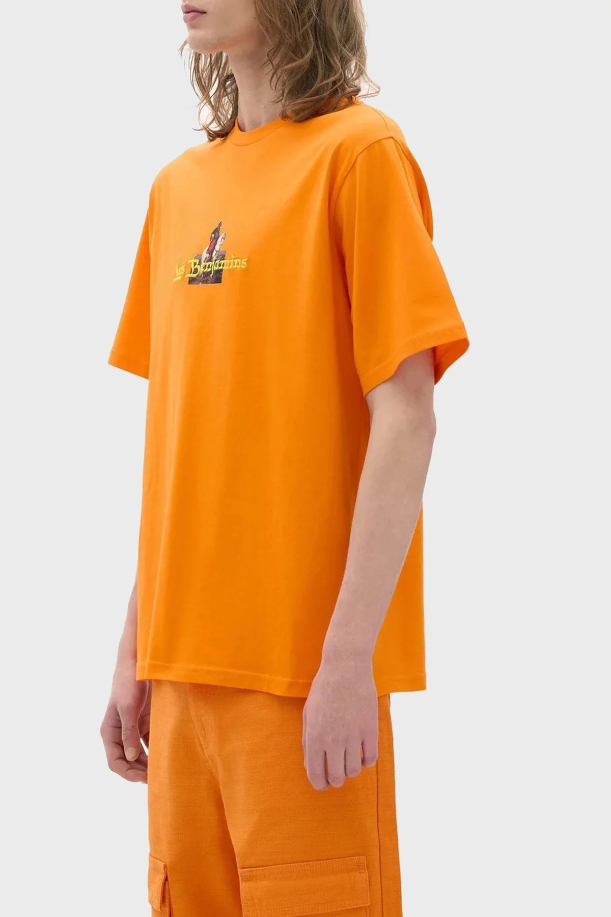 Les Benjamins % 100 Pamuk Relaxed Fit Bisiklet Yaka Erkek T Shirt LB23SSHOEMUTS-005 TURUNCU - 3