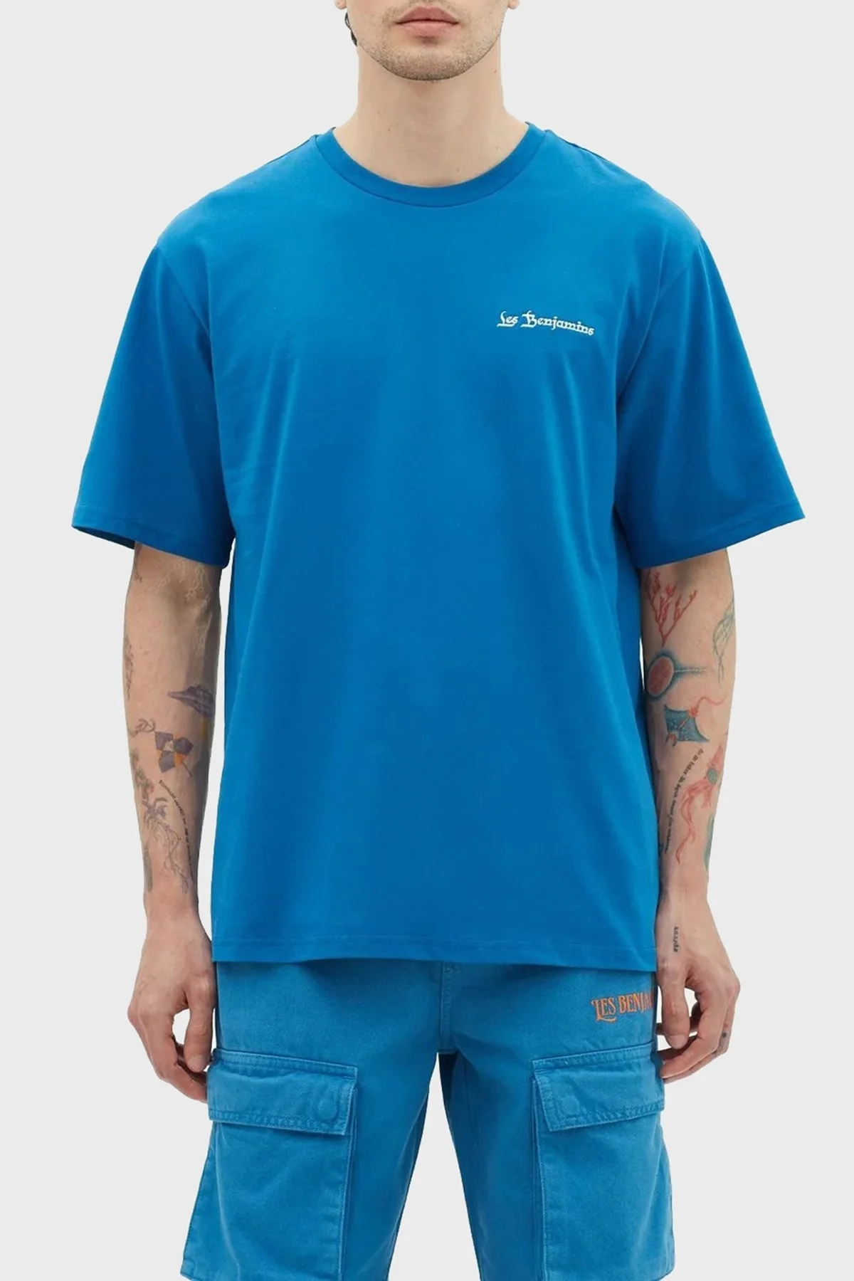 Les Benjamins % 100 Pamuk Relaxed Fit Bisiklet Yaka Erkek T Shirt LB23SSHOEMUTS-007 LACİVERT - 1