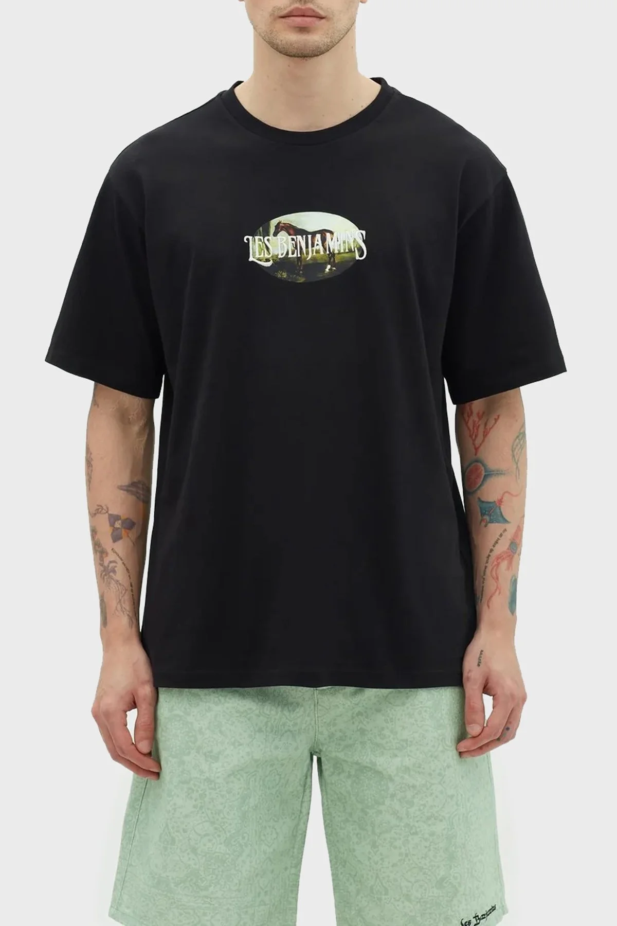 Les Benjamins % 100 Pamuk Relaxed Fit Bisiklet Yaka Erkek T Shirt LB23SSHOEMUTS-011 SİYAH - 1