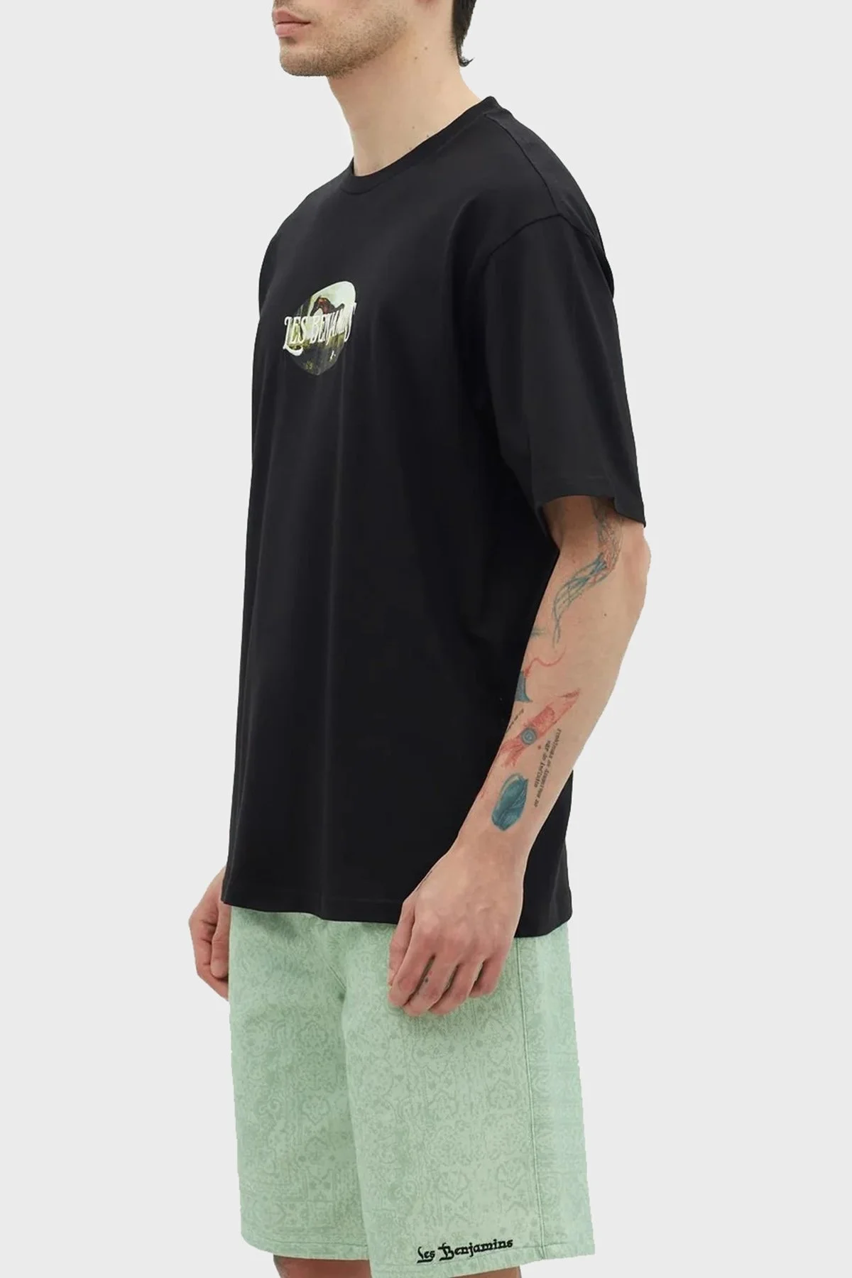 Les Benjamins % 100 Pamuk Relaxed Fit Bisiklet Yaka Erkek T Shirt LB23SSHOEMUTS-011 SİYAH - 4