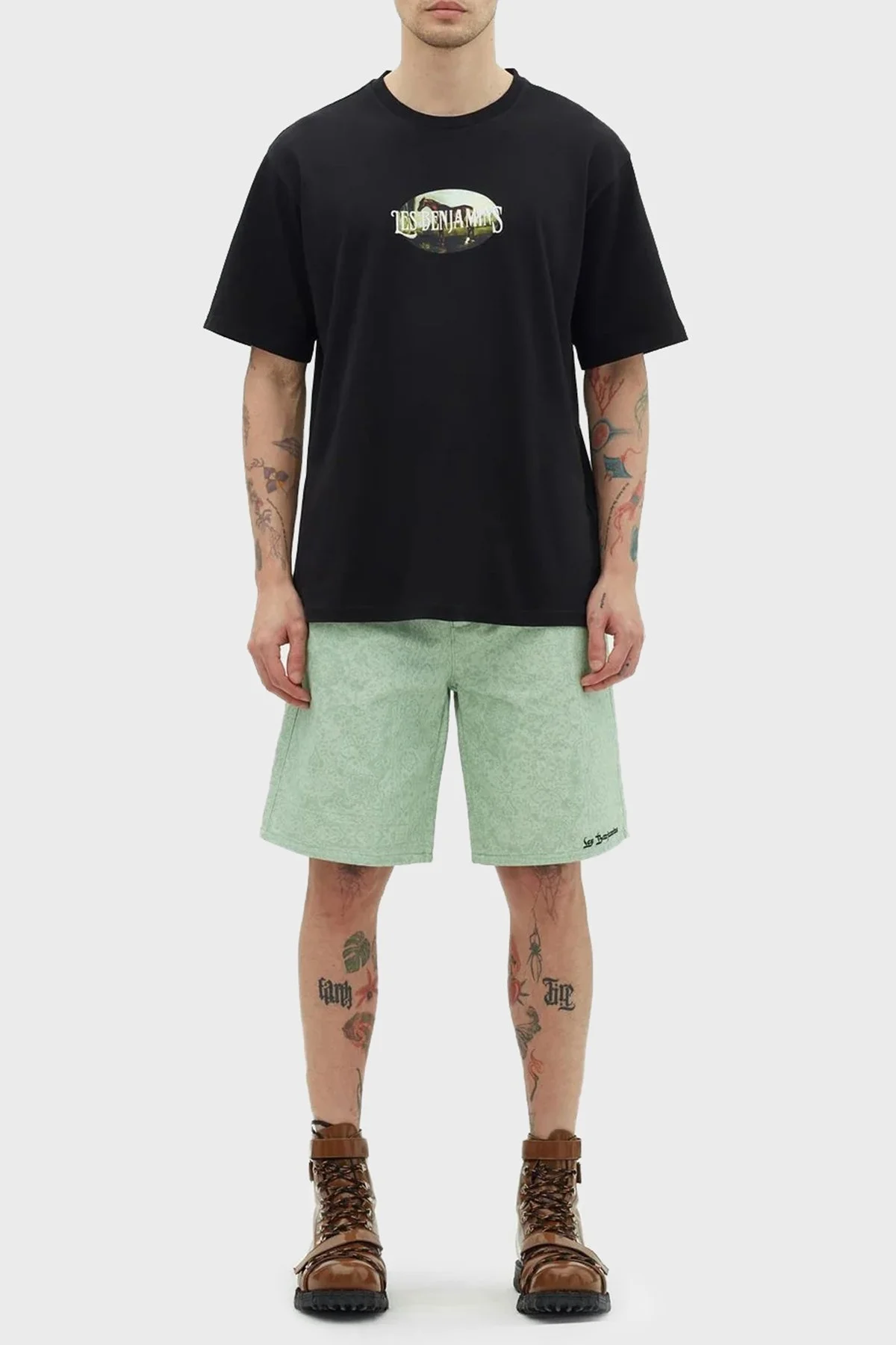 Les Benjamins % 100 Pamuk Relaxed Fit Bisiklet Yaka Erkek T Shirt LB23SSHOEMUTS-011 SİYAH - 5