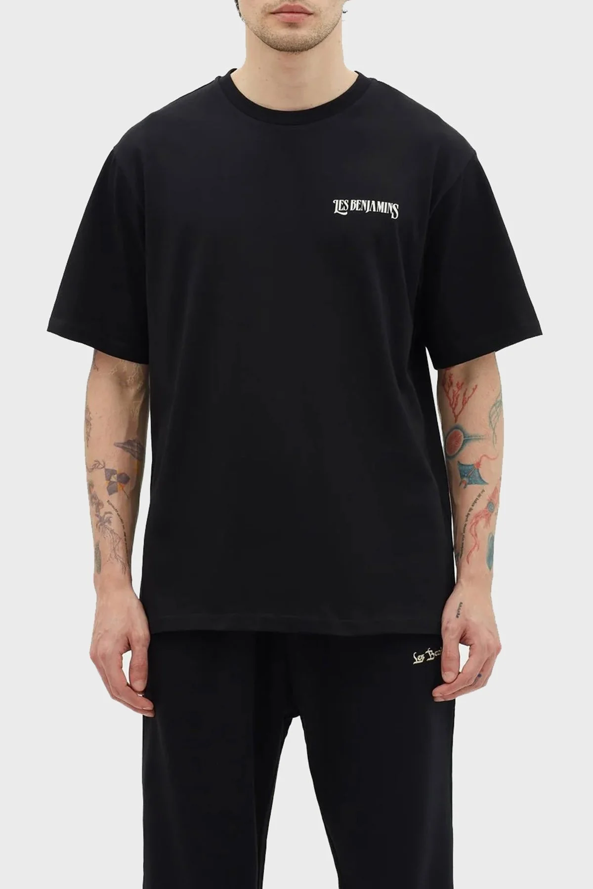 Les Benjamins % 100 Pamuk Relaxed Fit Bisiklet Yaka Erkek T Shirt LB23SSHOEMUTS-012 SİYAH - 1