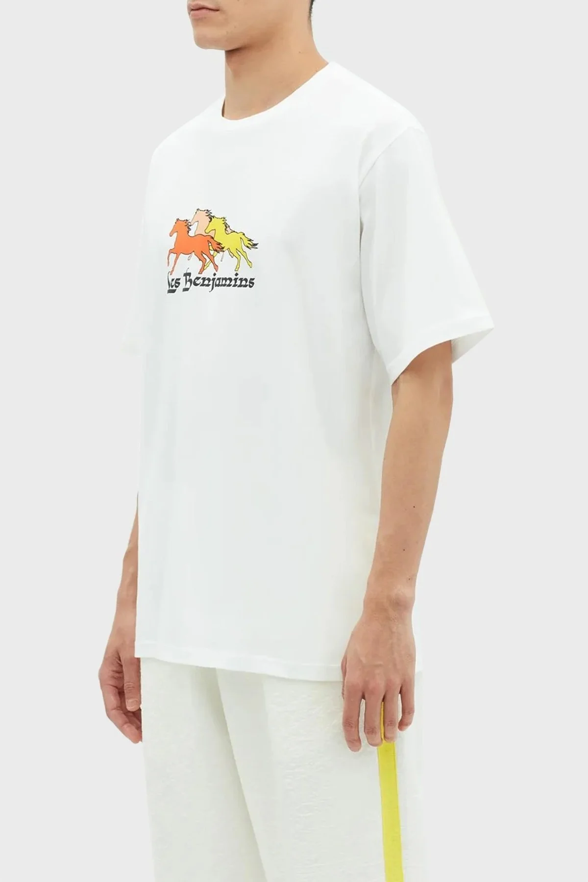 Les Benjamins % 100 Pamuk Relaxed Fit Bisiklet Yaka Erkek T Shirt LB23SSHOEMUTS-015 BEYAZ - 3