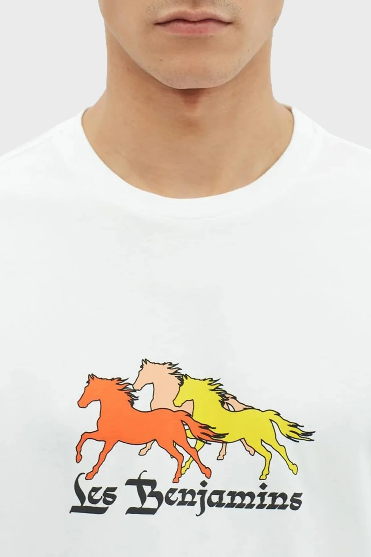 Les Benjamins % 100 Pamuk Relaxed Fit Bisiklet Yaka Erkek T Shirt LB23SSHOEMUTS-015 BEYAZ - 4