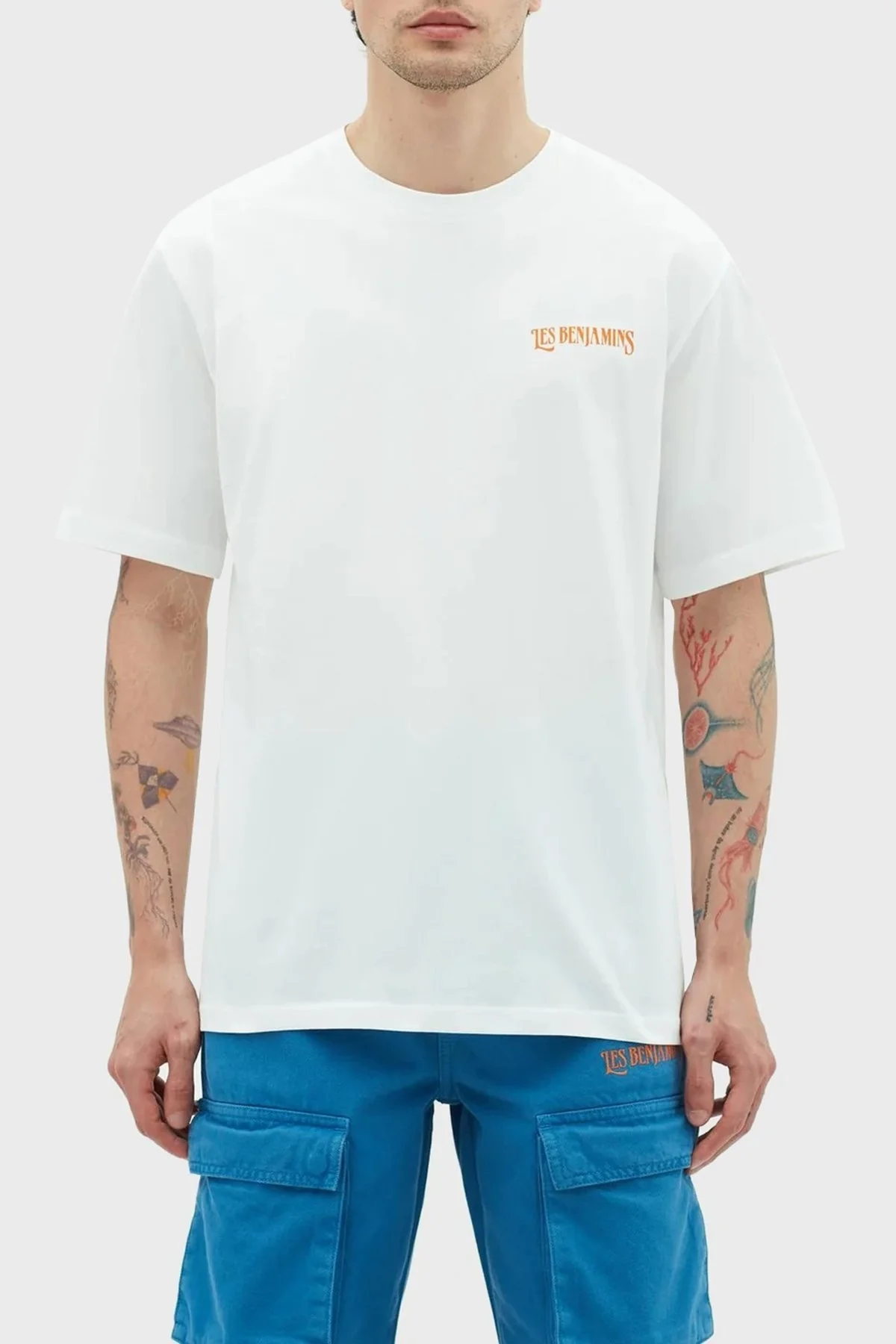 Les Benjamins % 100 Pamuk Relaxed Fit Bisiklet Yaka Erkek T Shirt LB23SSHOEMUTS-018 BEYAZ - 1