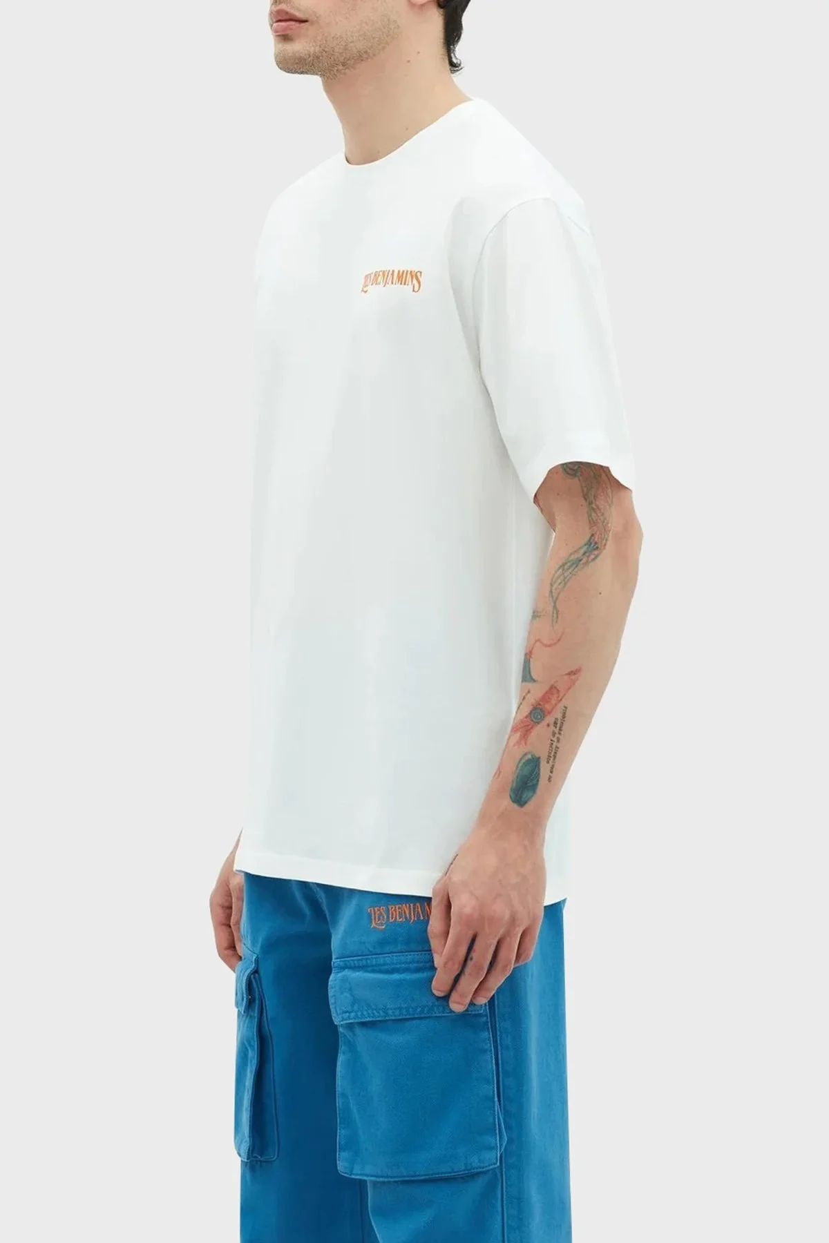 Les Benjamins % 100 Pamuk Relaxed Fit Bisiklet Yaka Erkek T Shirt LB23SSHOEMUTS-018 BEYAZ - 2