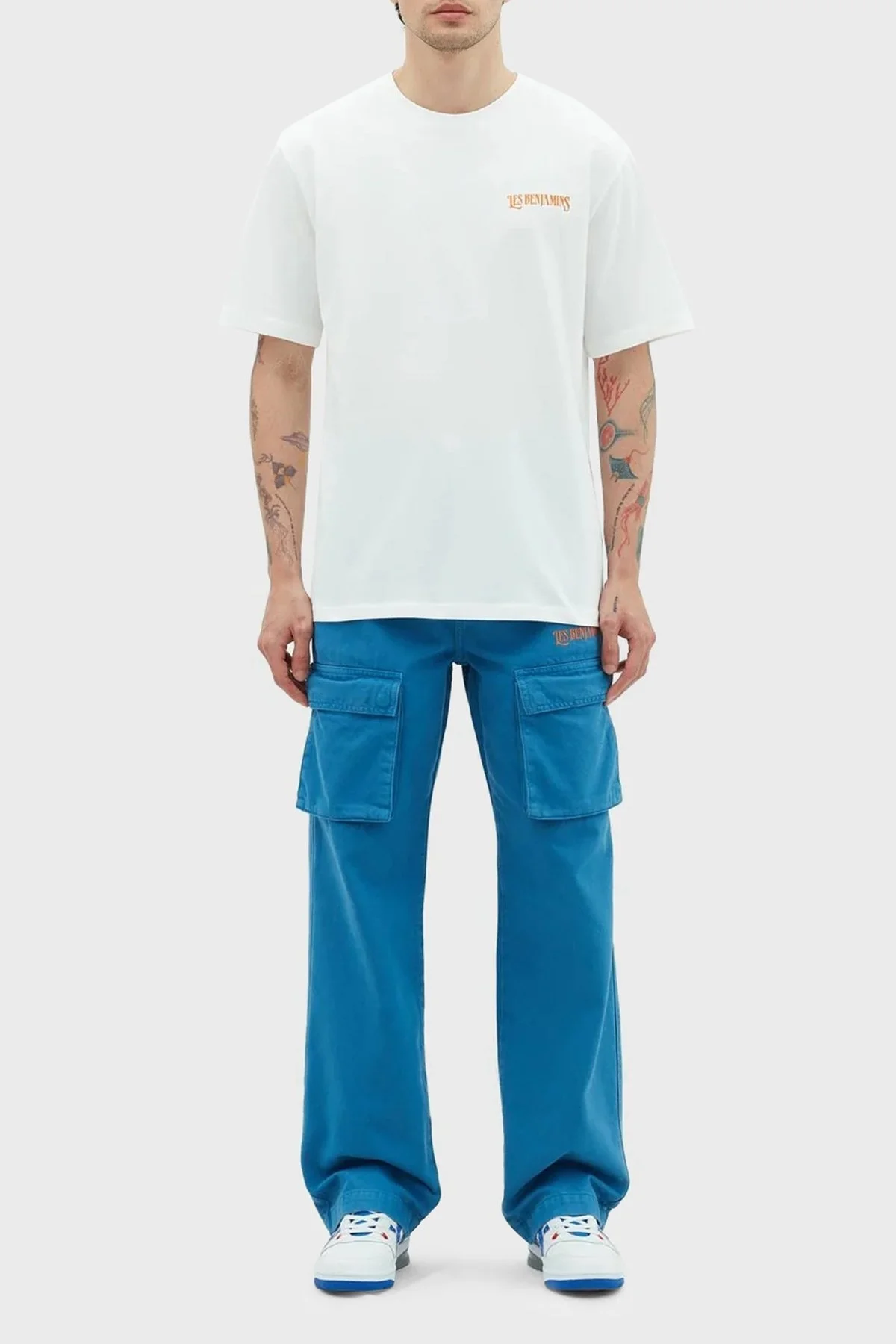 Les Benjamins % 100 Pamuk Relaxed Fit Bisiklet Yaka Erkek T Shirt LB23SSHOEMUTS-018 BEYAZ - 6