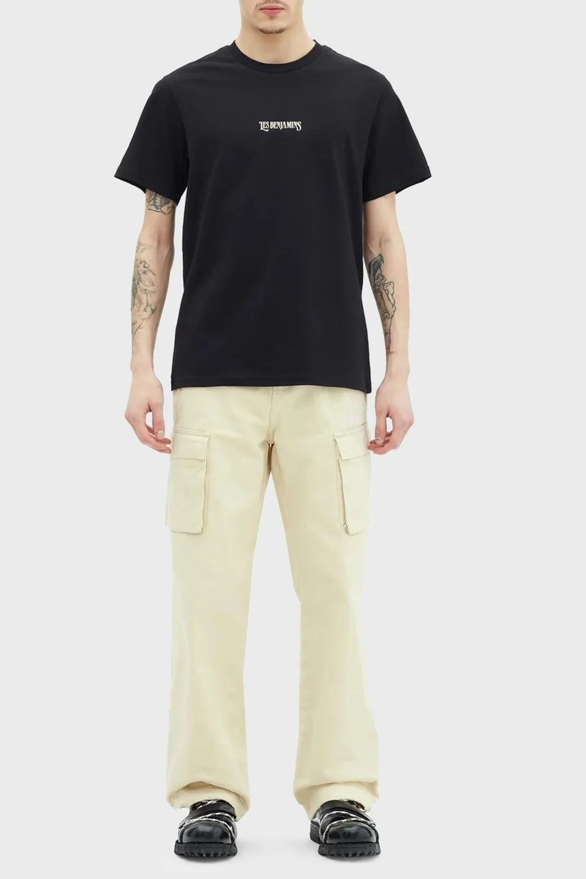 Les Benjamins % 100 Pamuk Relaxed Fit Bisiklet Yaka Erkek T Shirt LB23SSHOEMUTS-021 SİYAH - 2