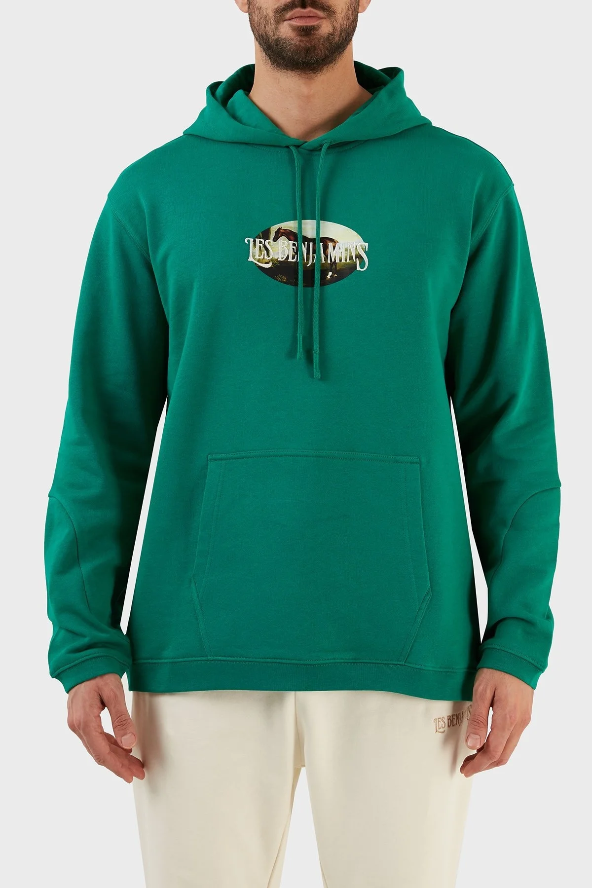 Les Benjamins % 100 Pamuk Relaxed Fit Kapüşonlu Erkek Sweat LB23SSHOEMUHD-001 YEŞİL - 1