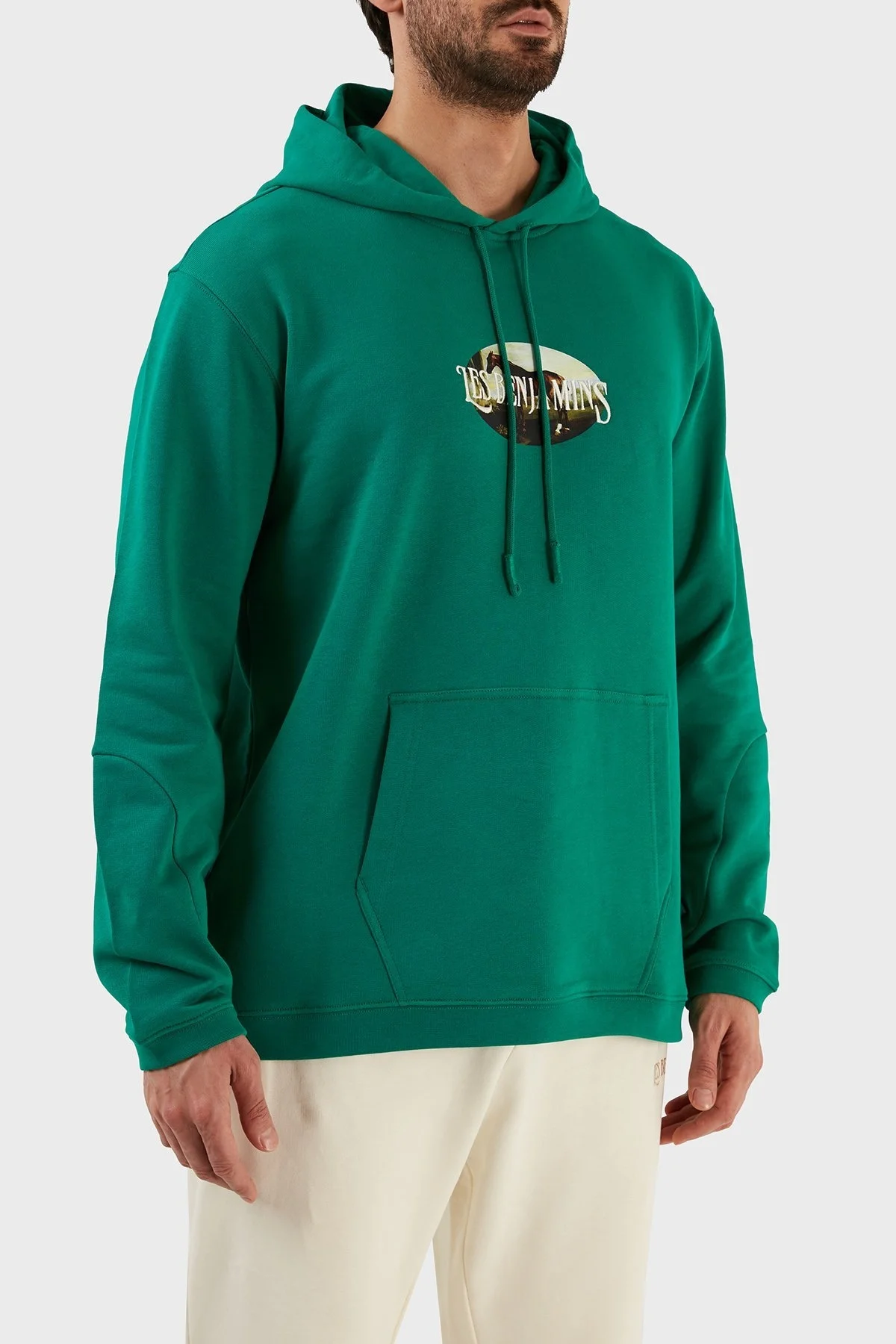 Les Benjamins % 100 Pamuk Relaxed Fit Kapüşonlu Erkek Sweat LB23SSHOEMUHD-001 YEŞİL - 2